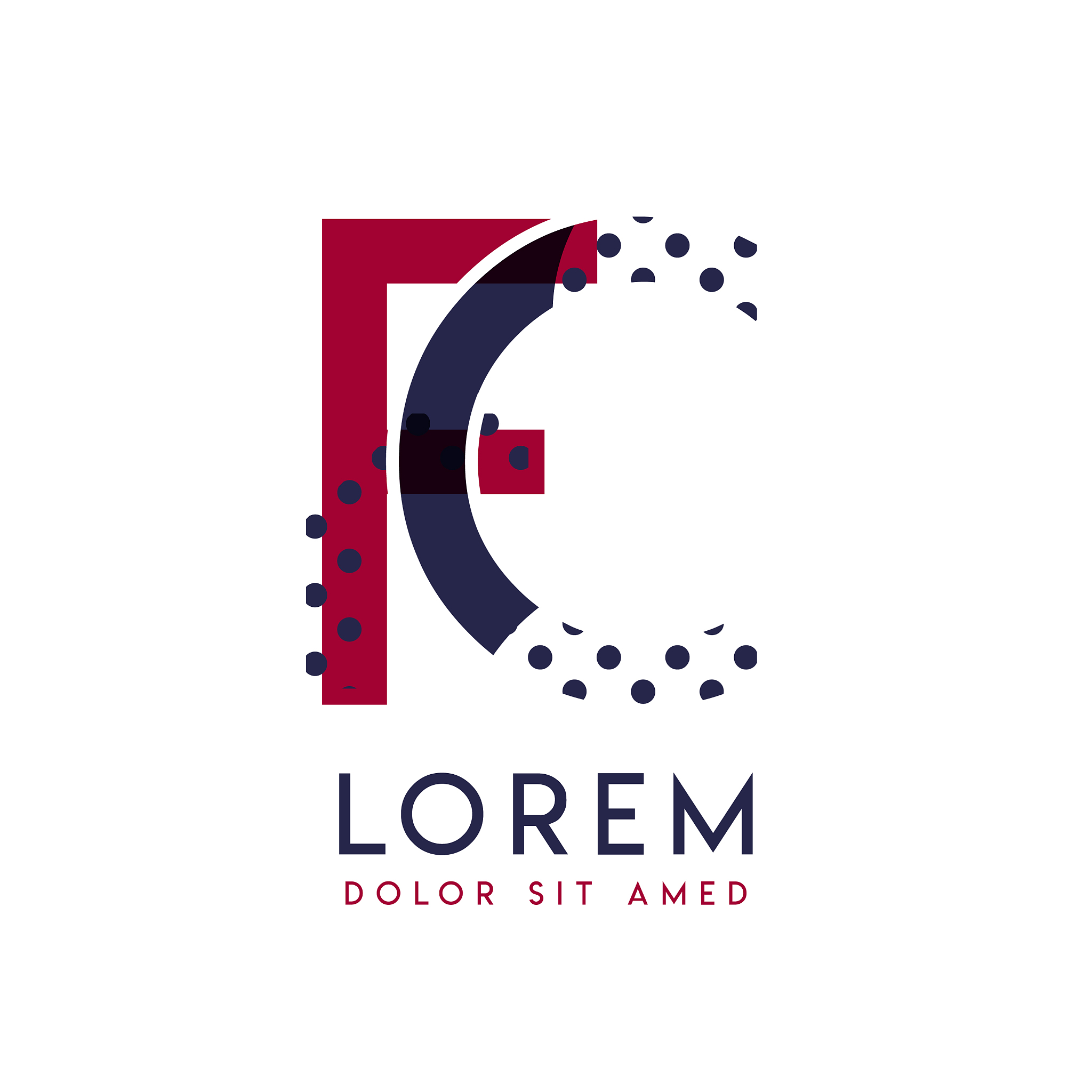 fc simple logo design with blue and maroon color