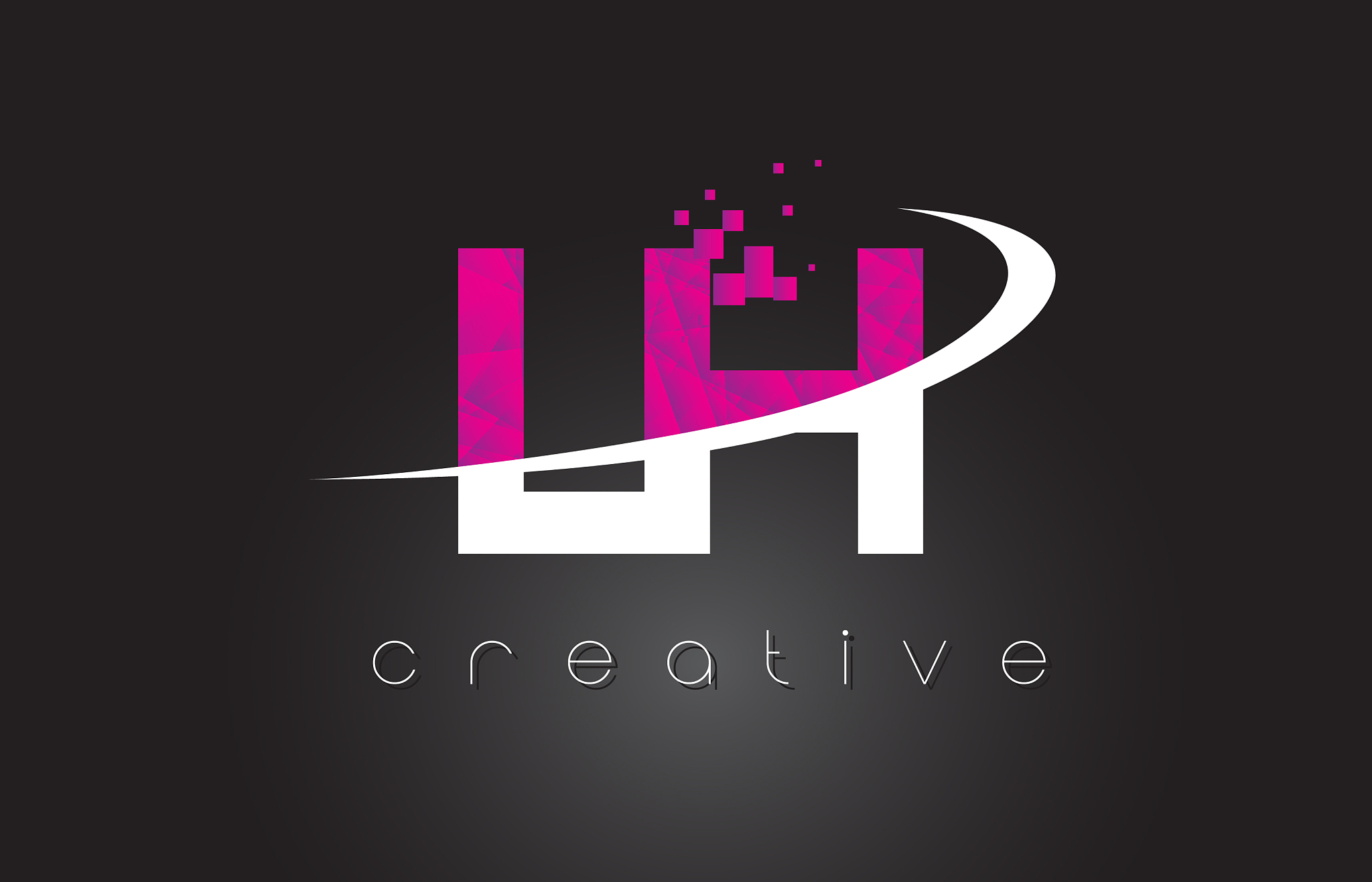 lh l h creative letters design with white pink