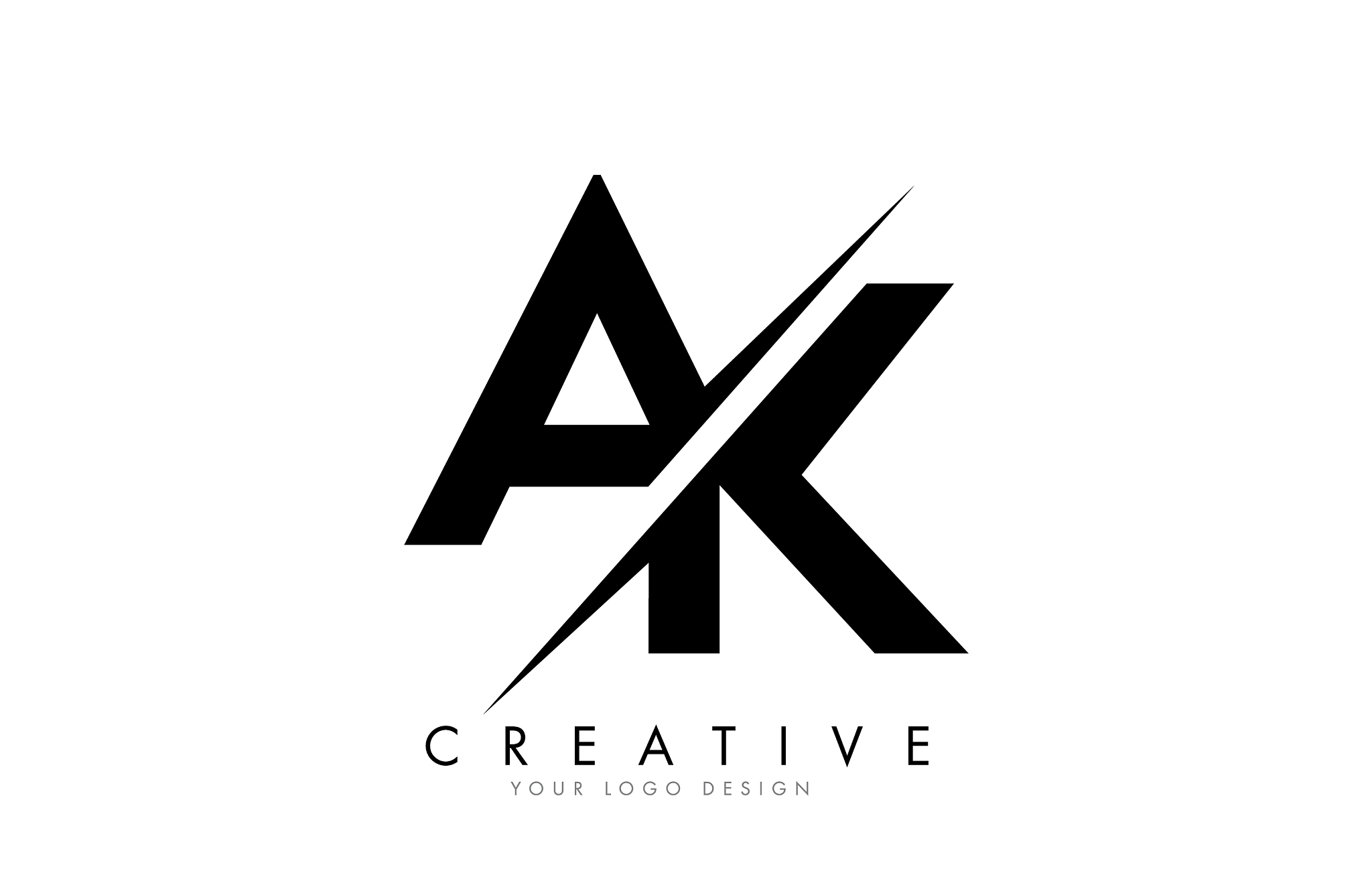 ak a k letter logo design with a creative cut