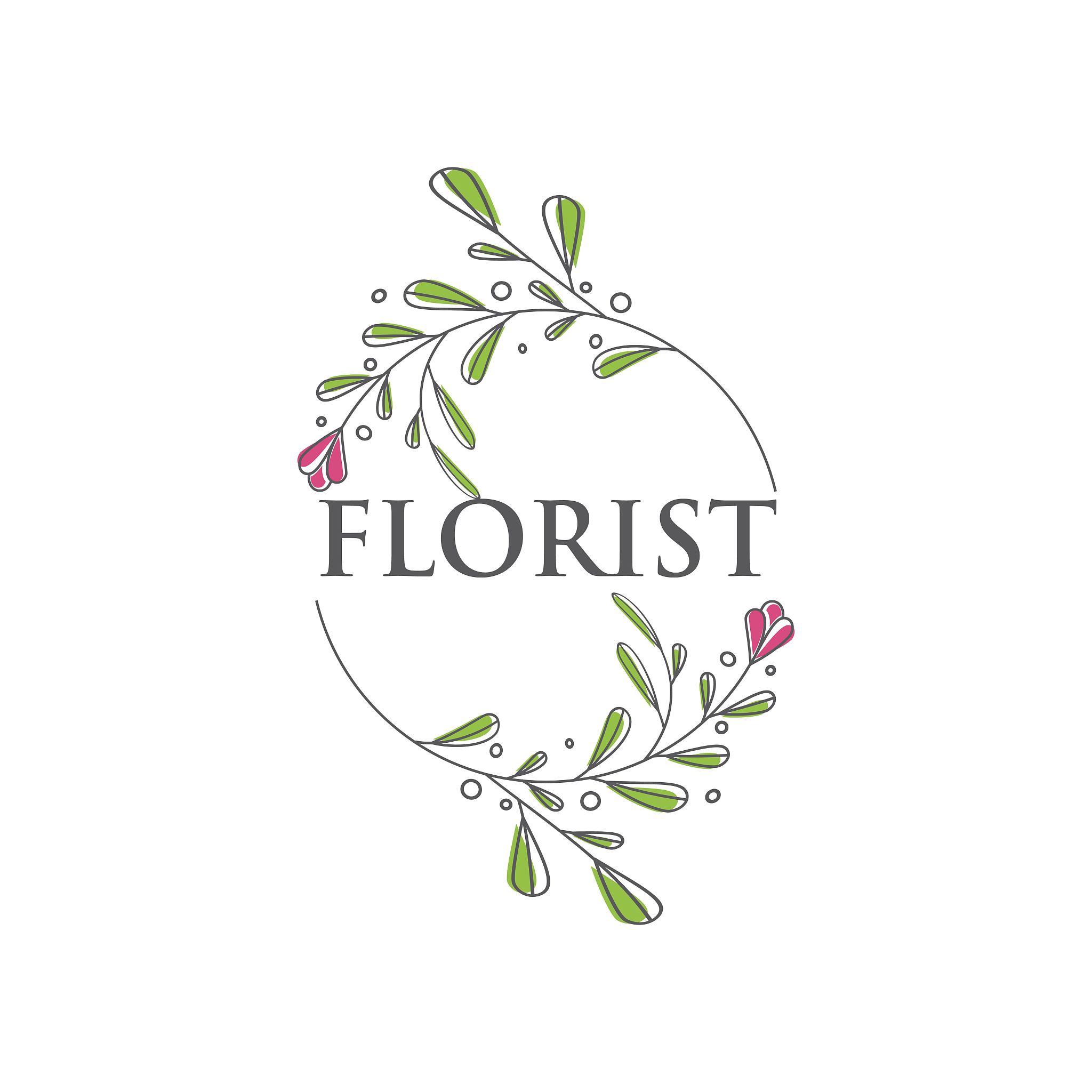 请设计五个高级的、有创意的花店logo图描绘鲜花铺满大道阳光灿烂高品质生活。要简约线条大气的设计并给这五个logo图写出相对应的思路的文案