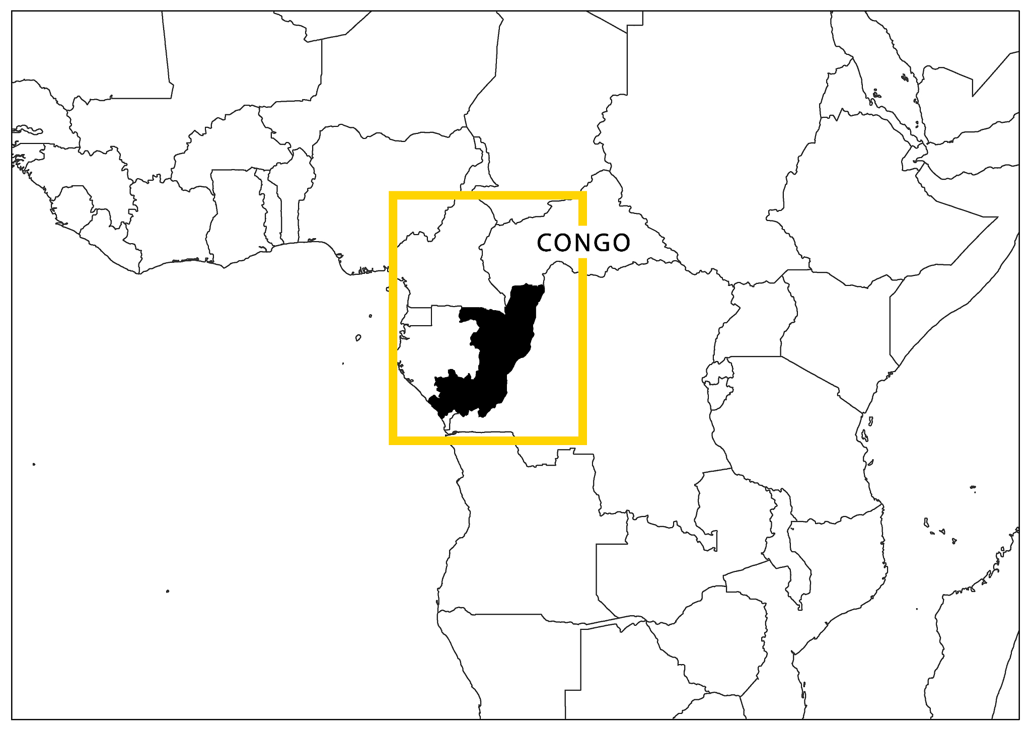 congo with yellow frame and name country