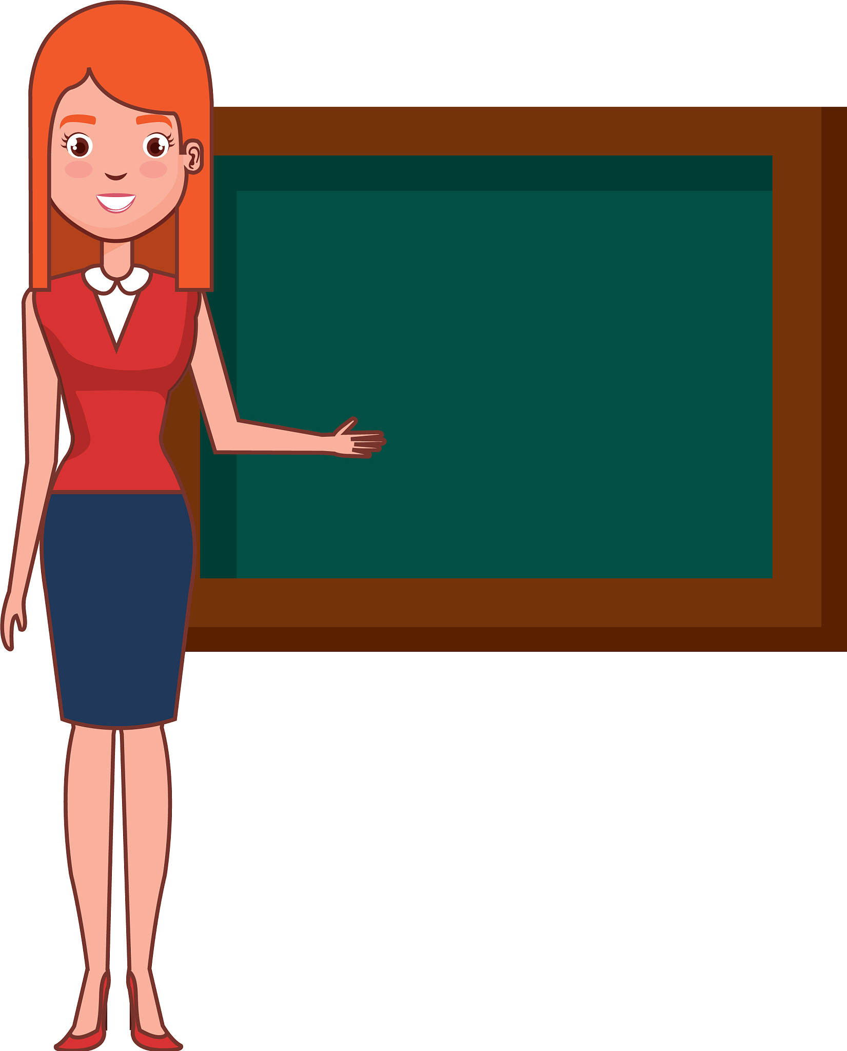 teacher with chalkboard character