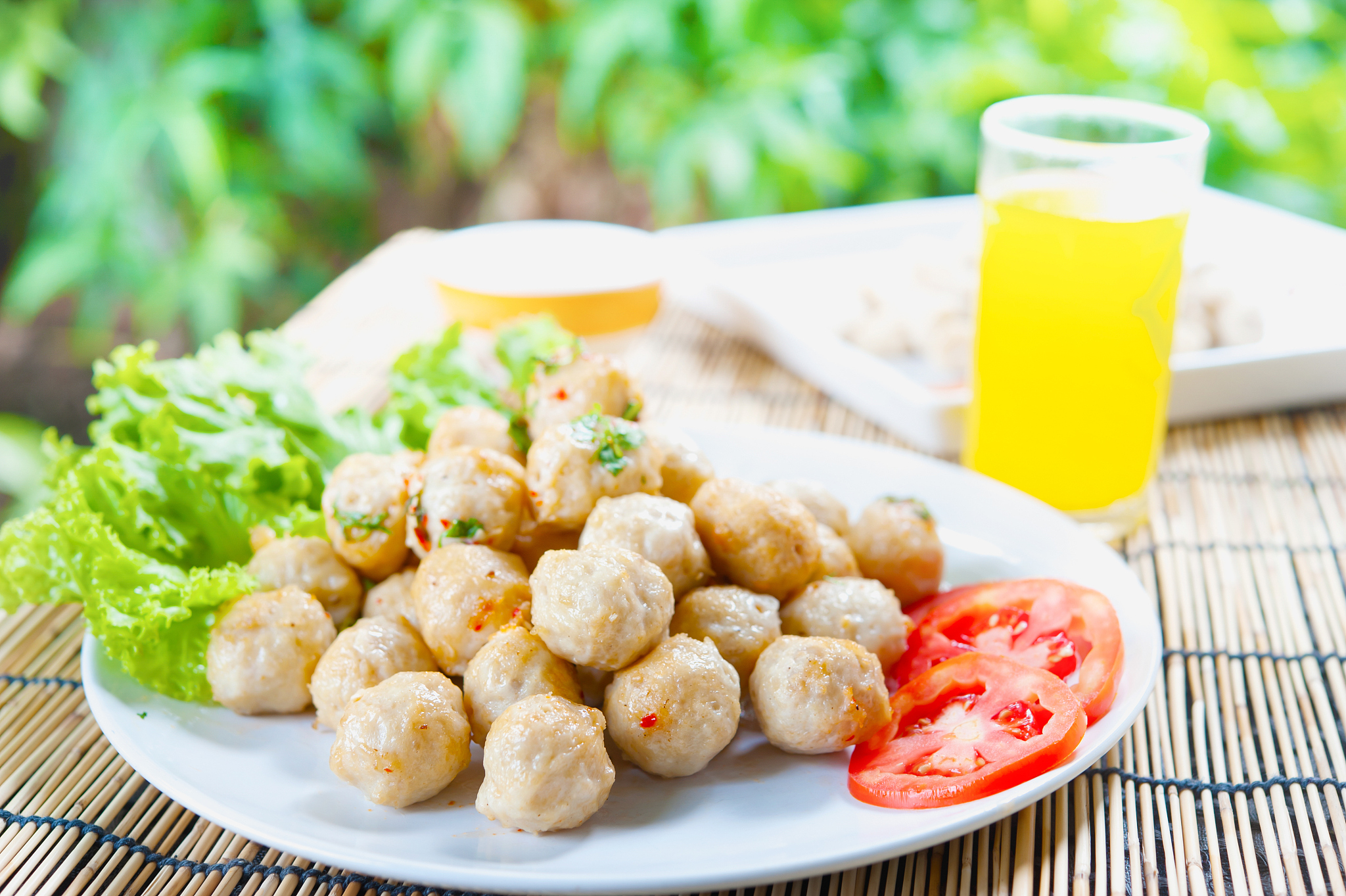 fried meat ball on white dish
