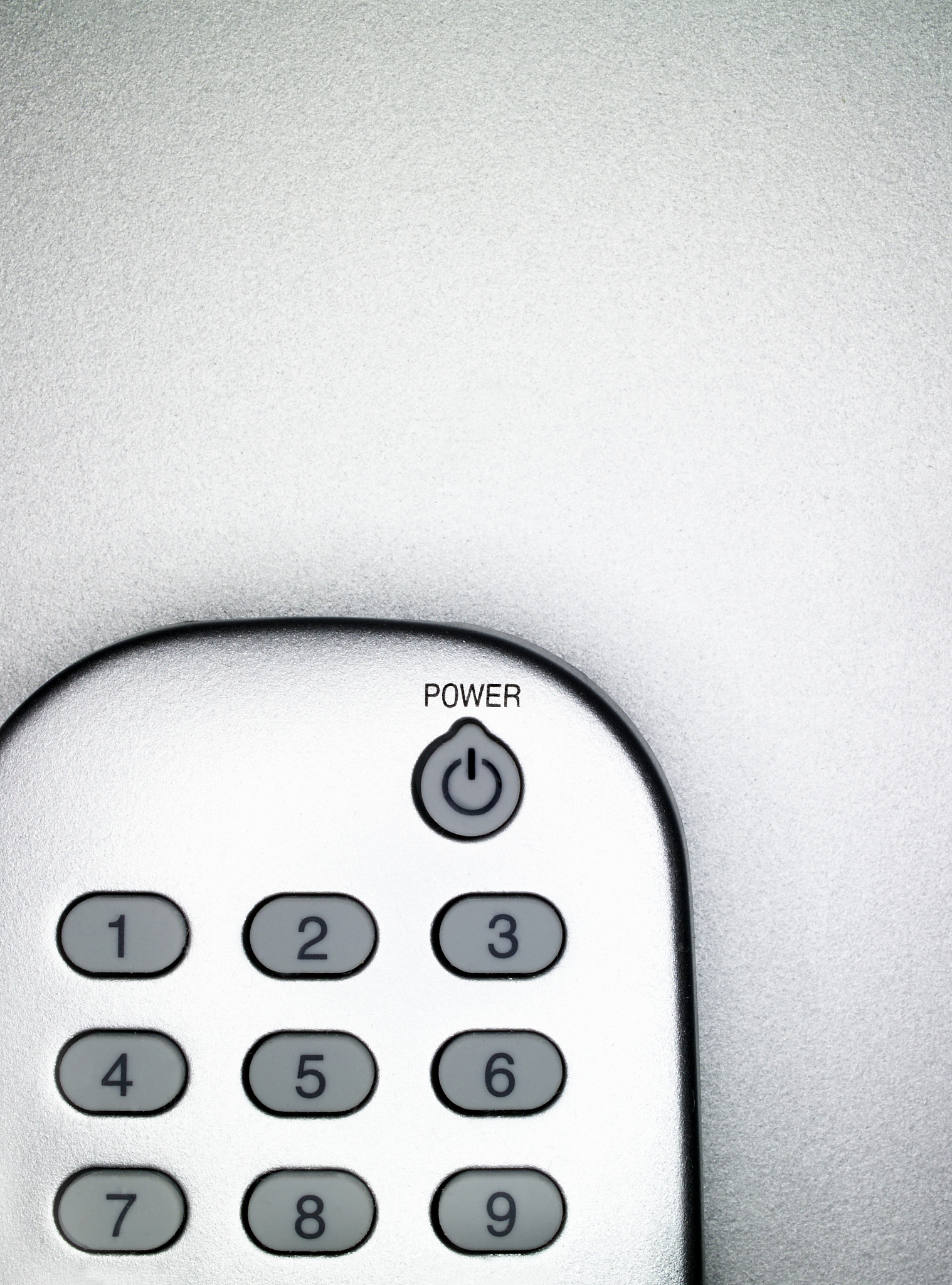 power button on remote control, close-up