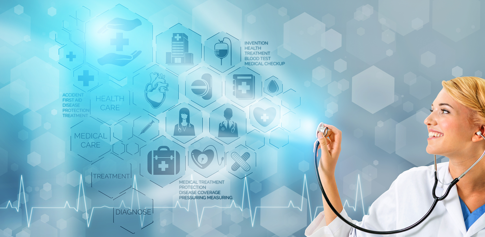 medical healthcare concept - doctor in hospital with digital med