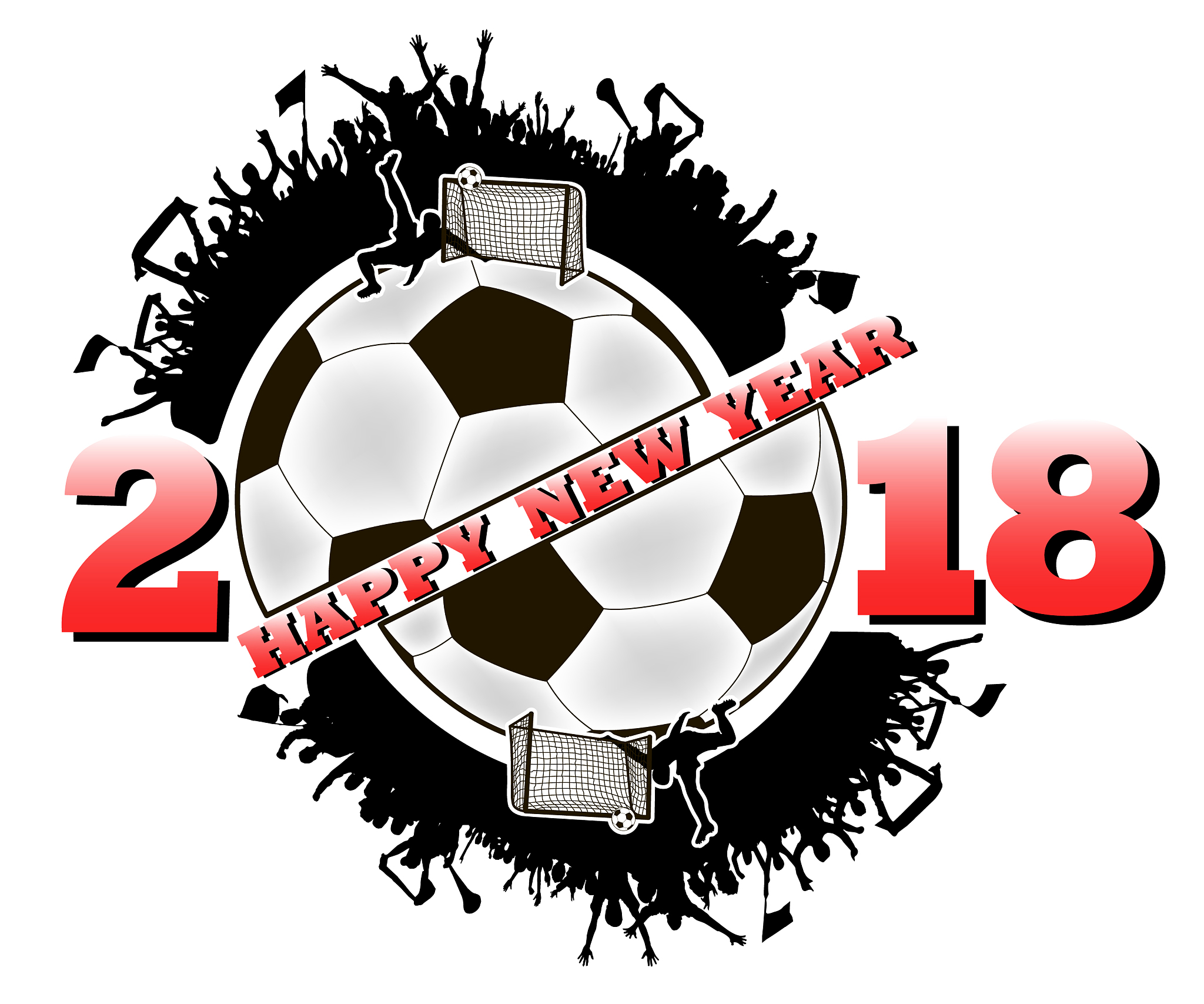 happy new year and soccer ball