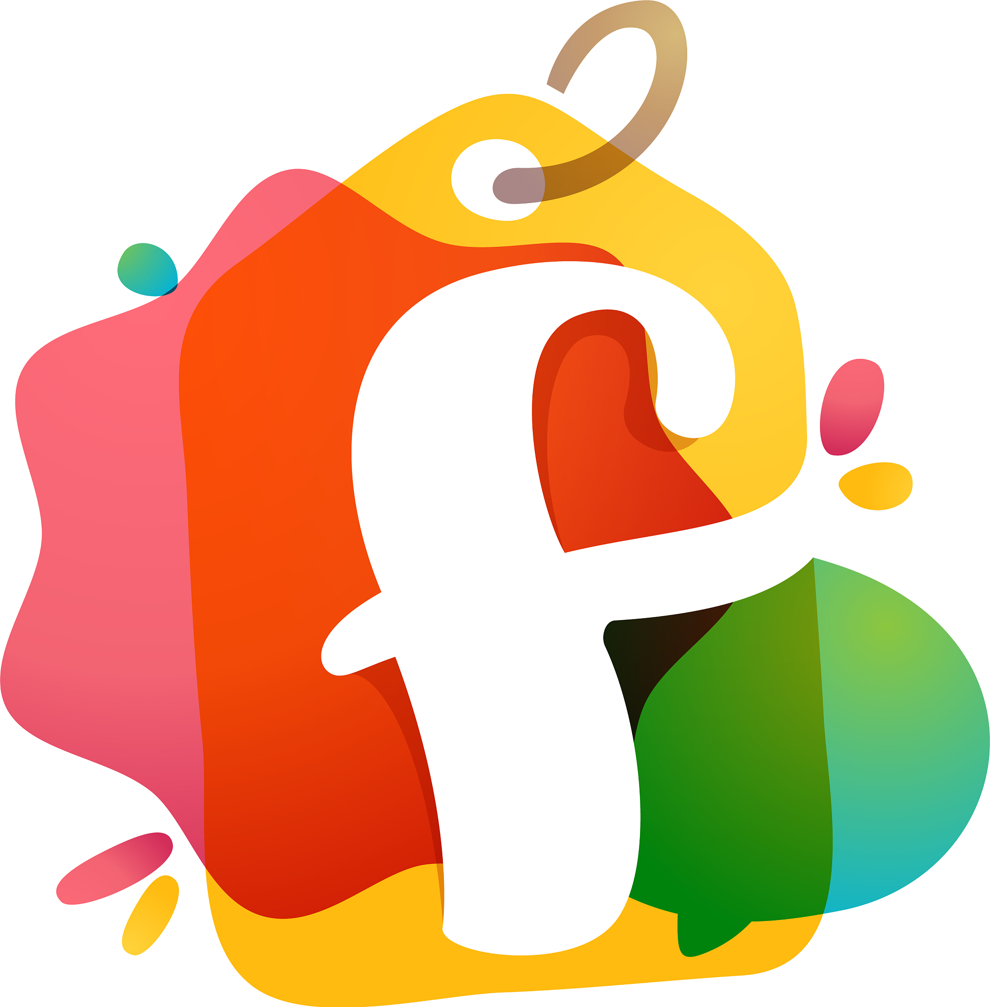 f letter logo with sale tag icon watercolor