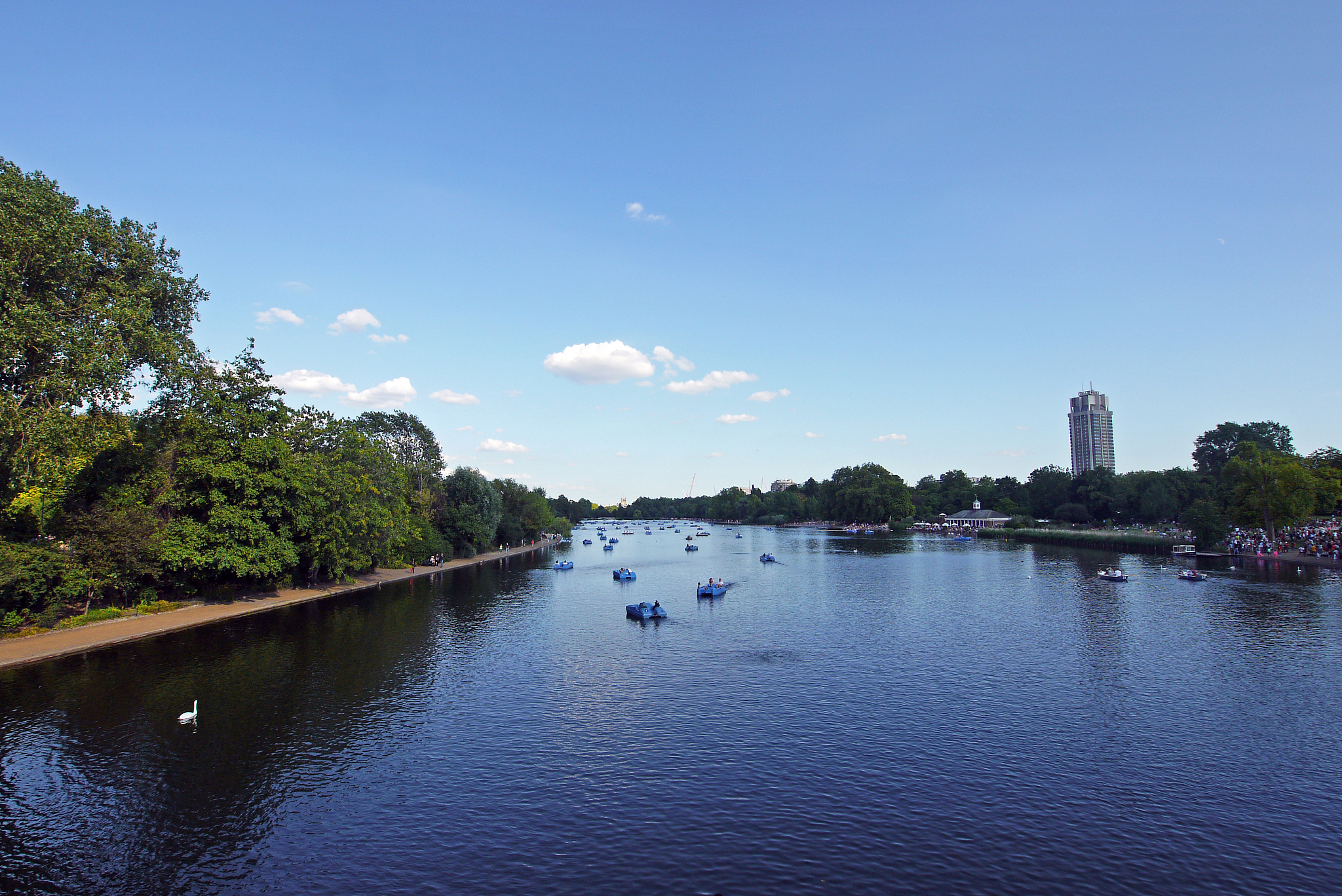 pedal boats on long lake in kensington park.