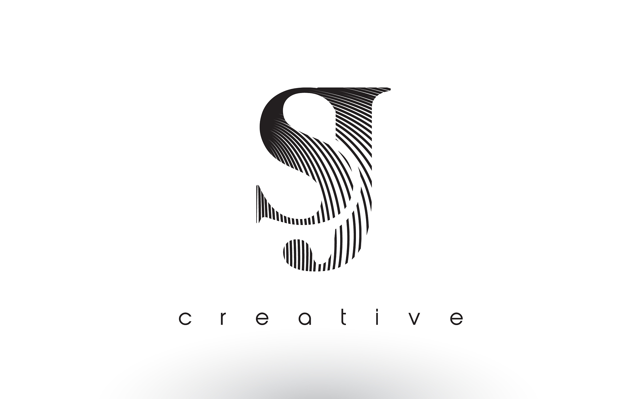 sj logo design with multiple lines and black and
