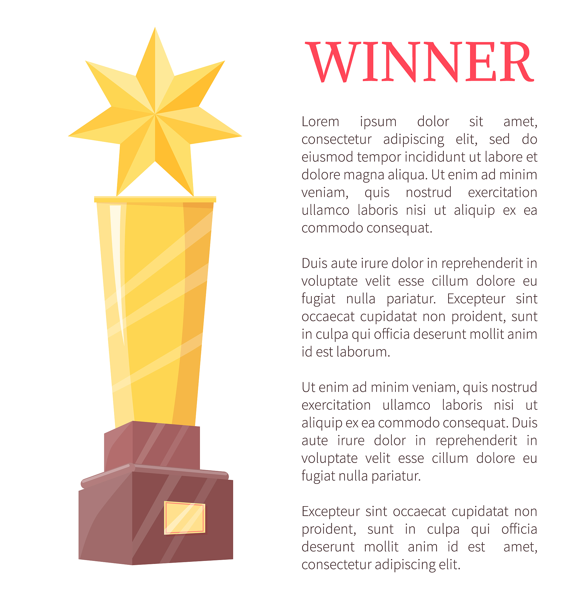 winner of competitions and gold cup color poster