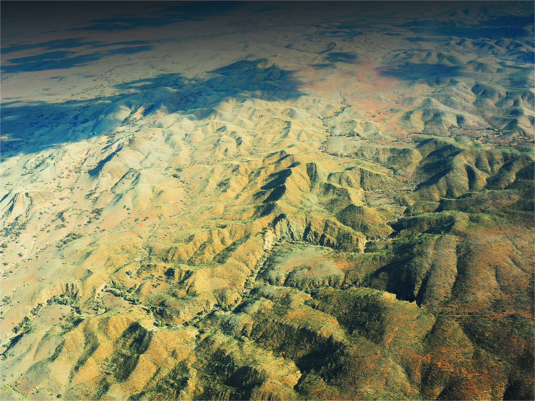 aerial landscape of the flinders ranges np near wilpena pound, s