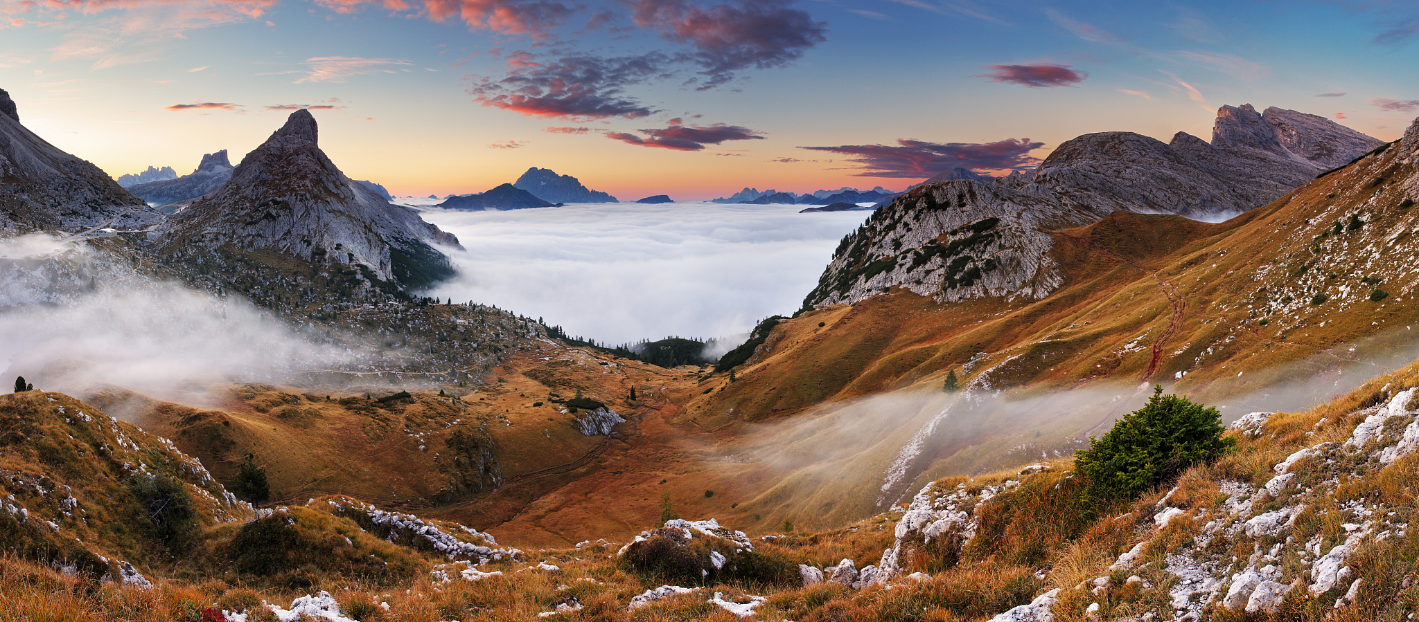 beautiful summer landscape in the mountains. sunrise - italy dol