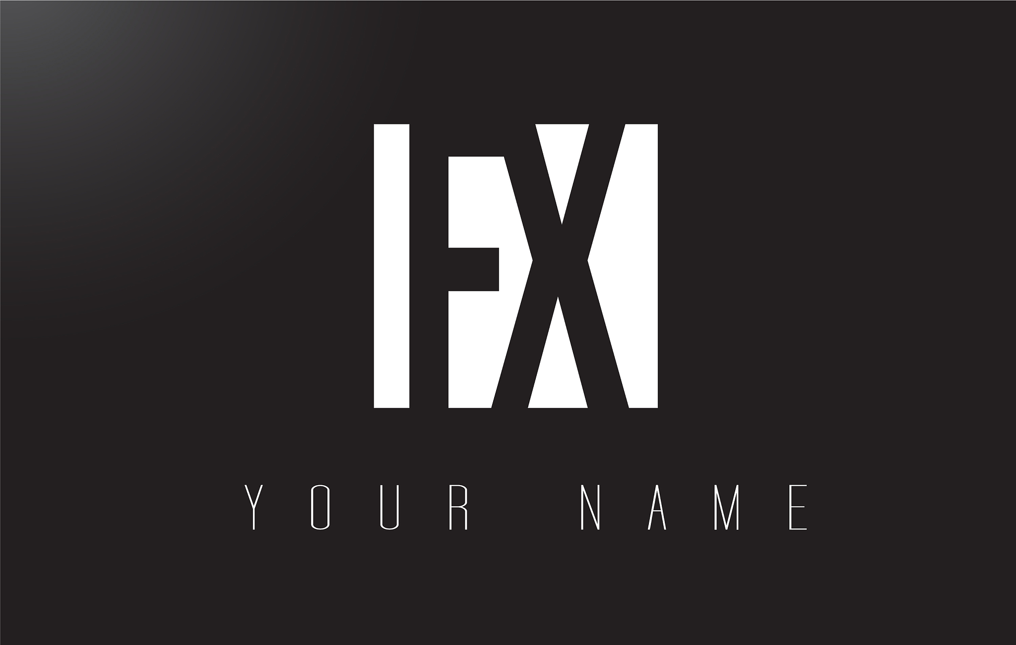 fx letter logo with black and white negative