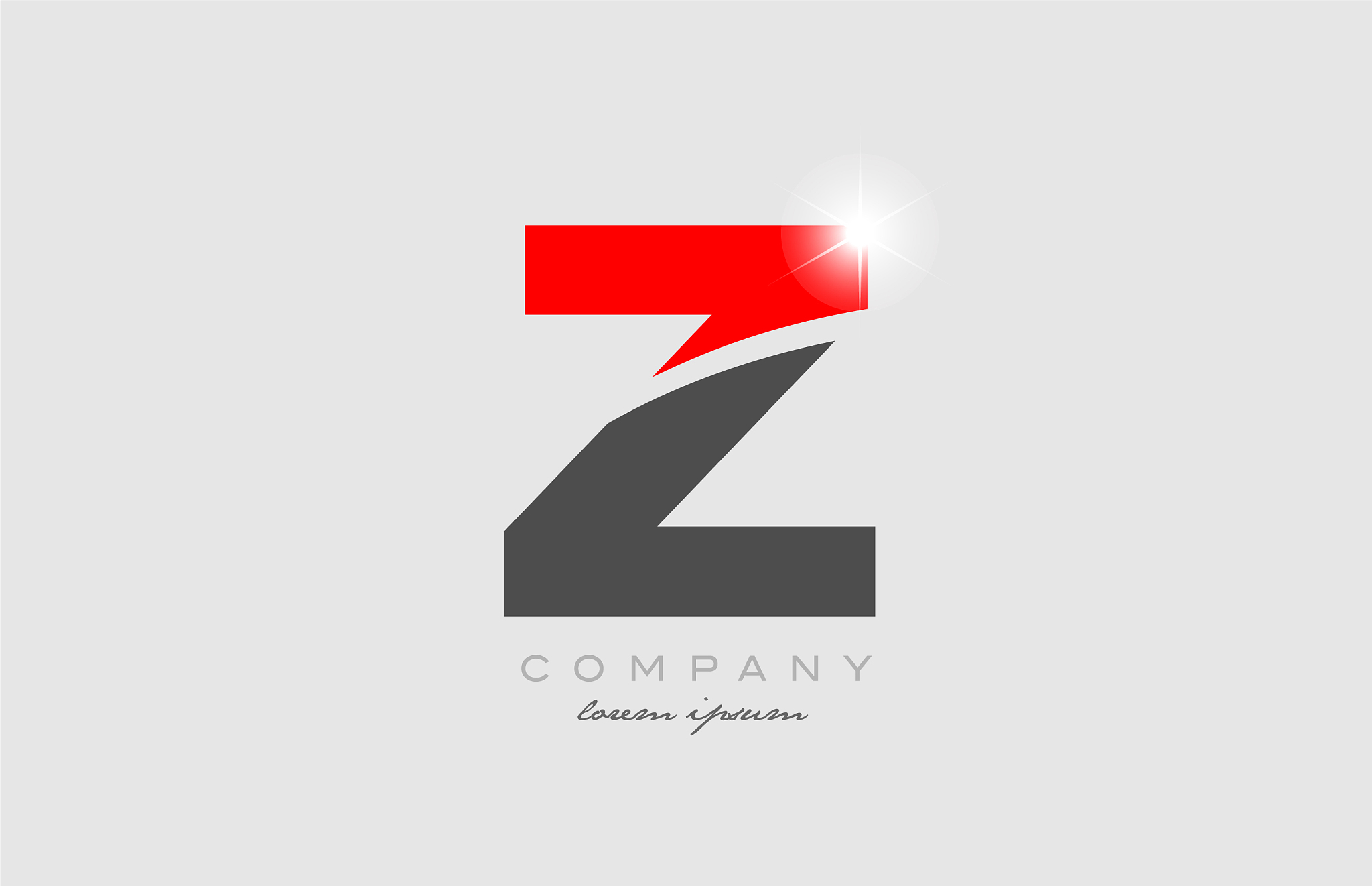 letter z in grey red color alphabet for logo icon