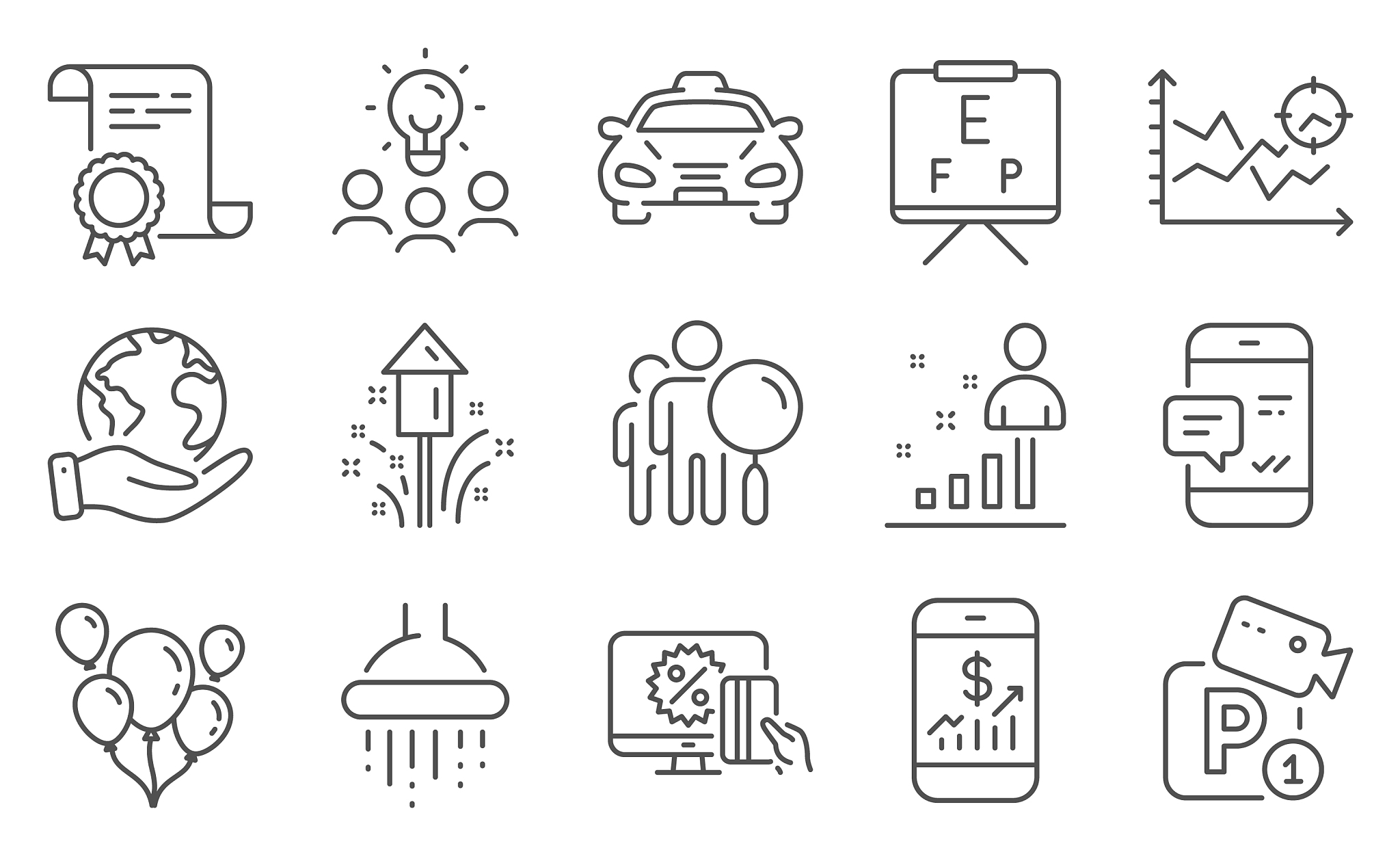 set business icons such as taxi vision board