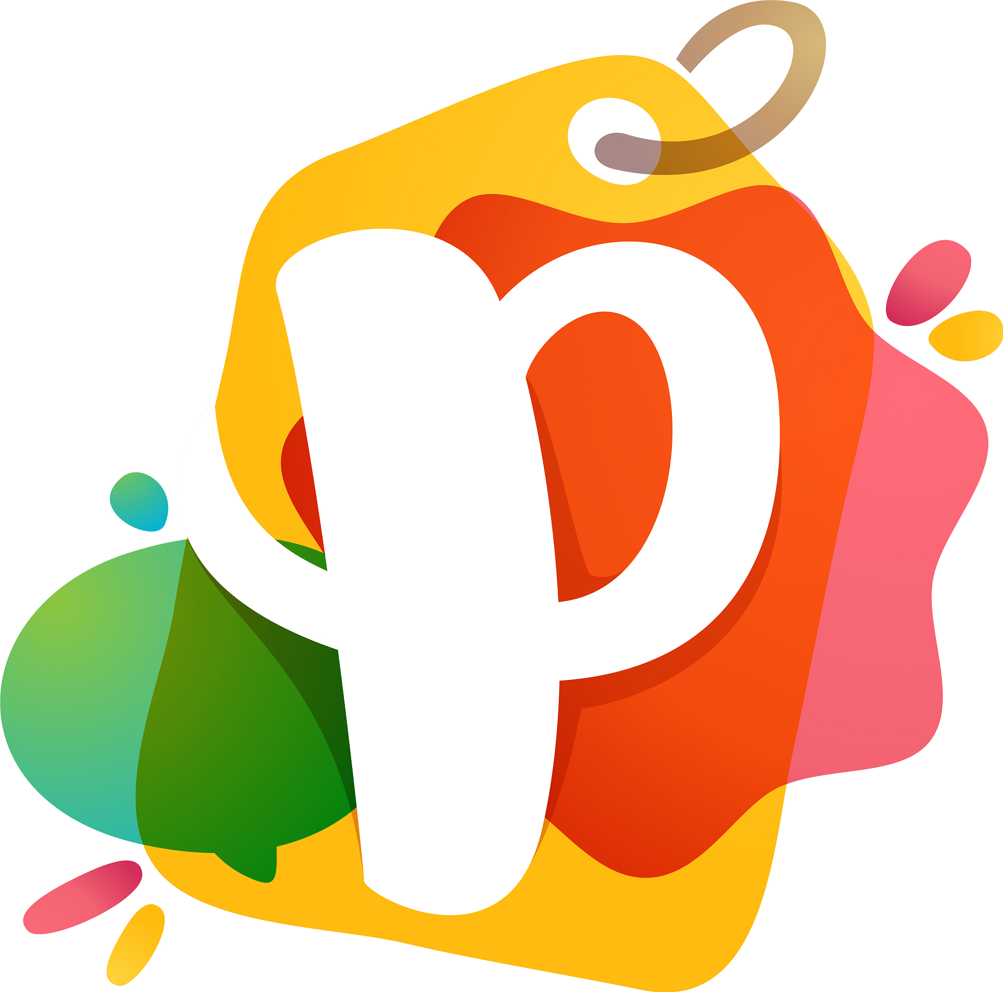 p letter logo with sale tag icon watercolor