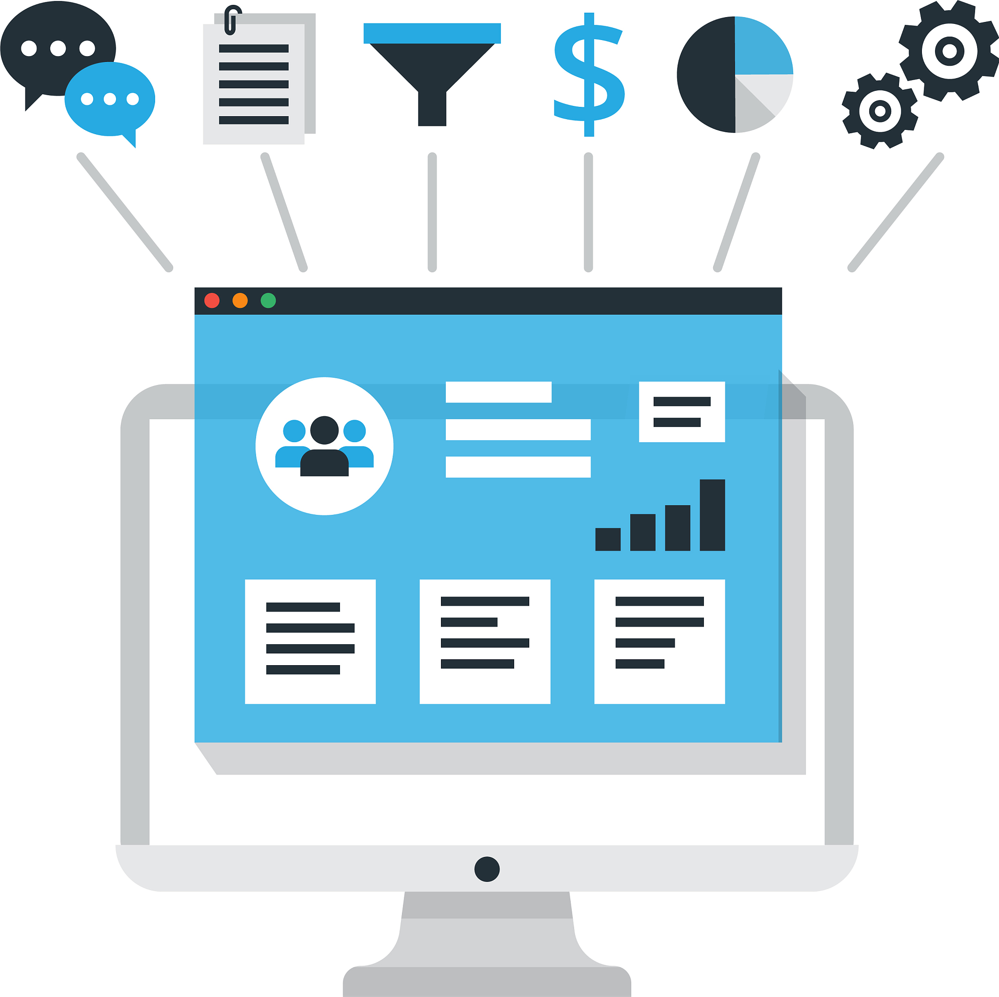 crm concept design with elements flat