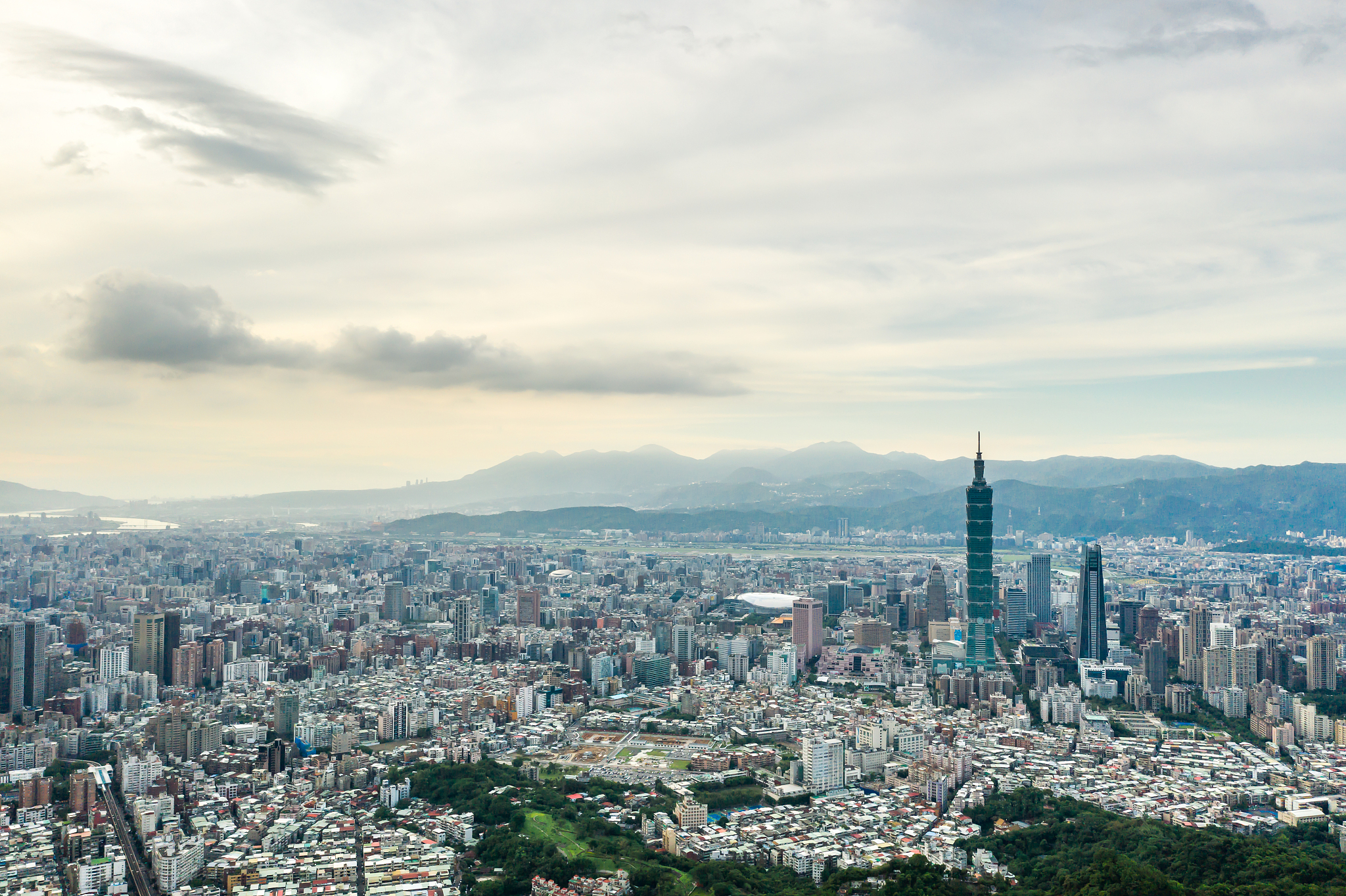 skyline of taipei city in downtown taipei, taiwan.