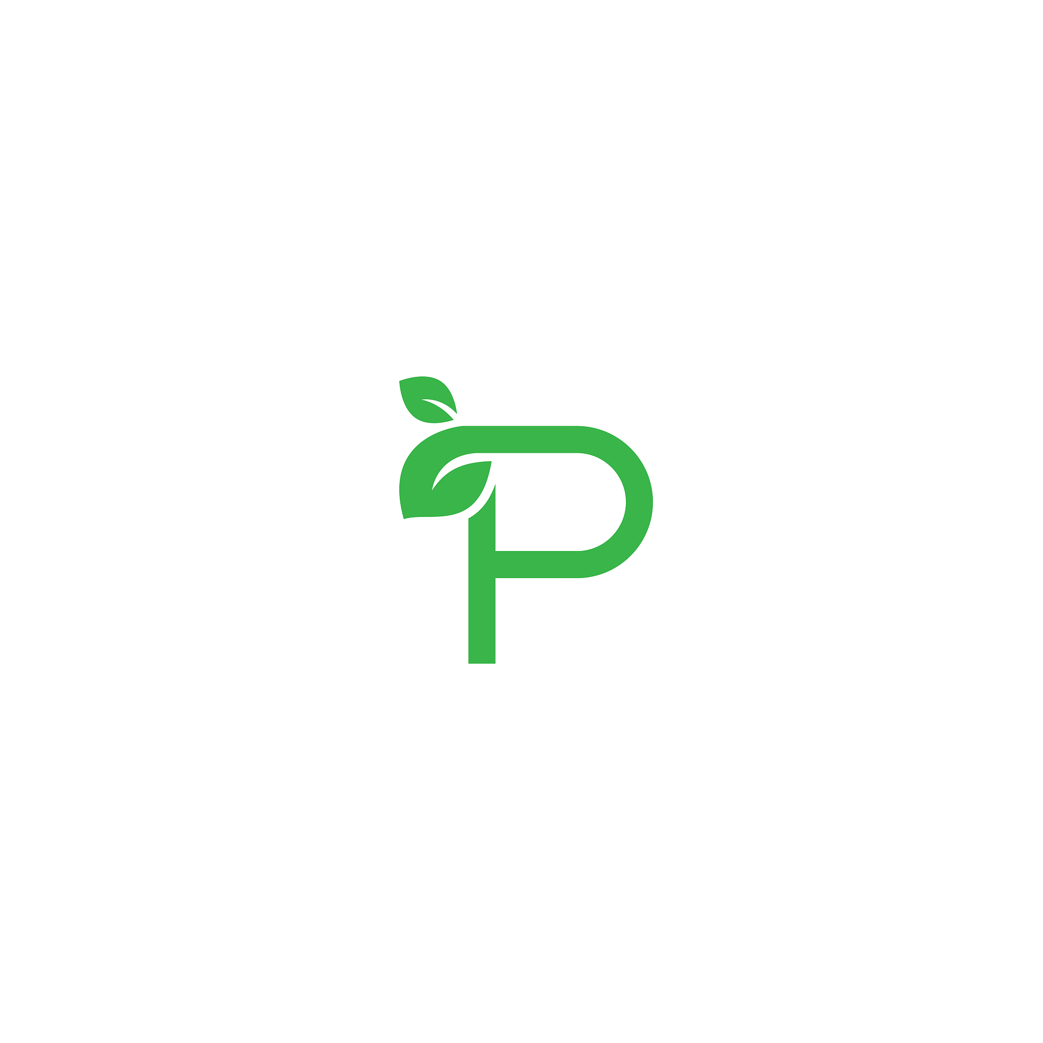 green plant logo template with letter p