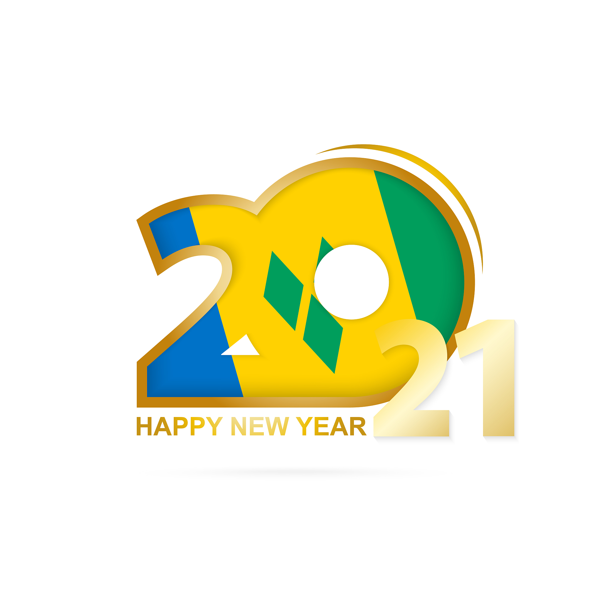 year 2021 with saint vincent and the grenadines flag pattern. ha