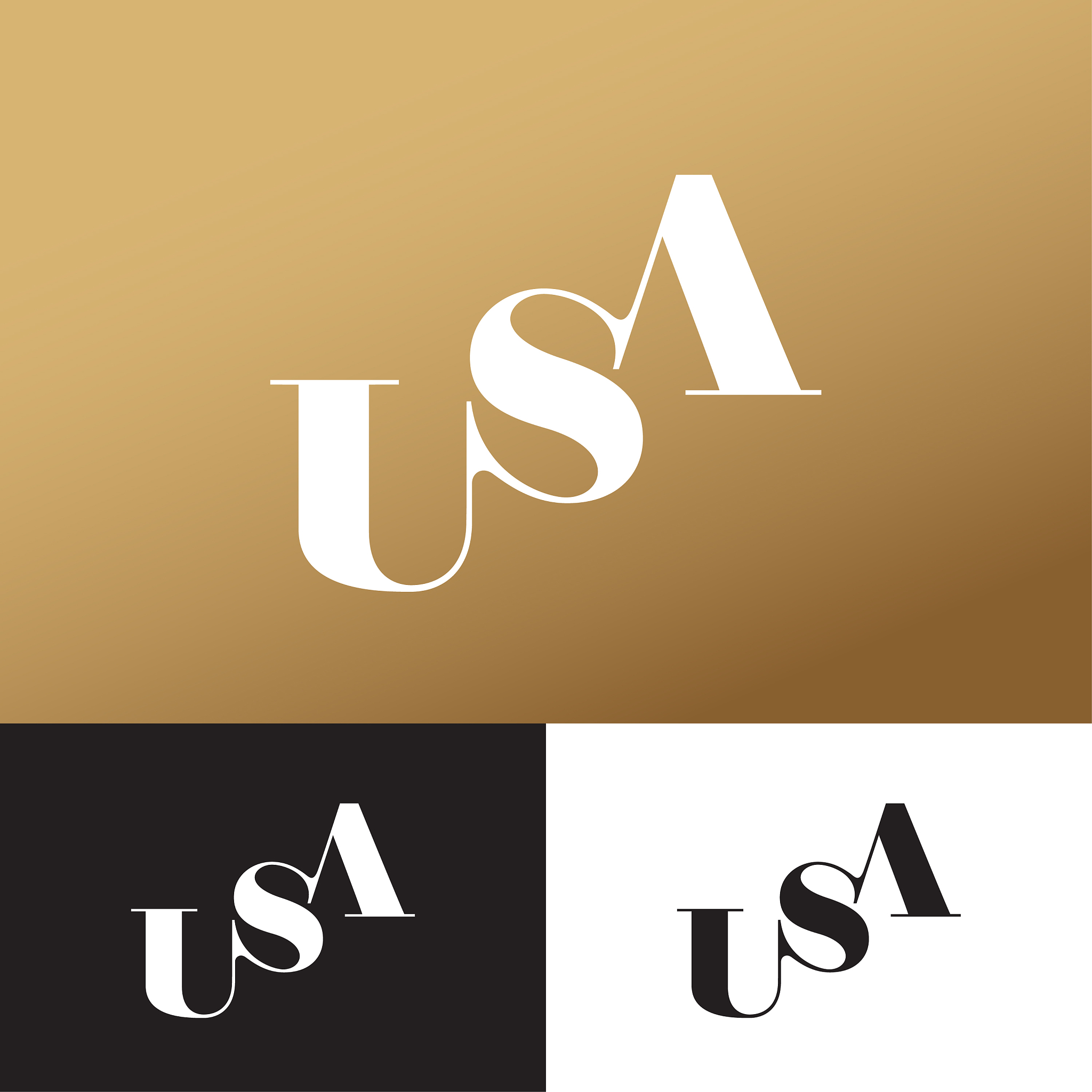 u s a golden monogram usa logo typography