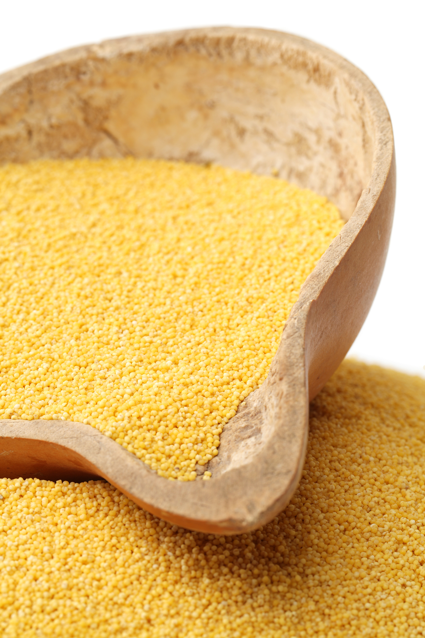 a pile of the food millet on a white background