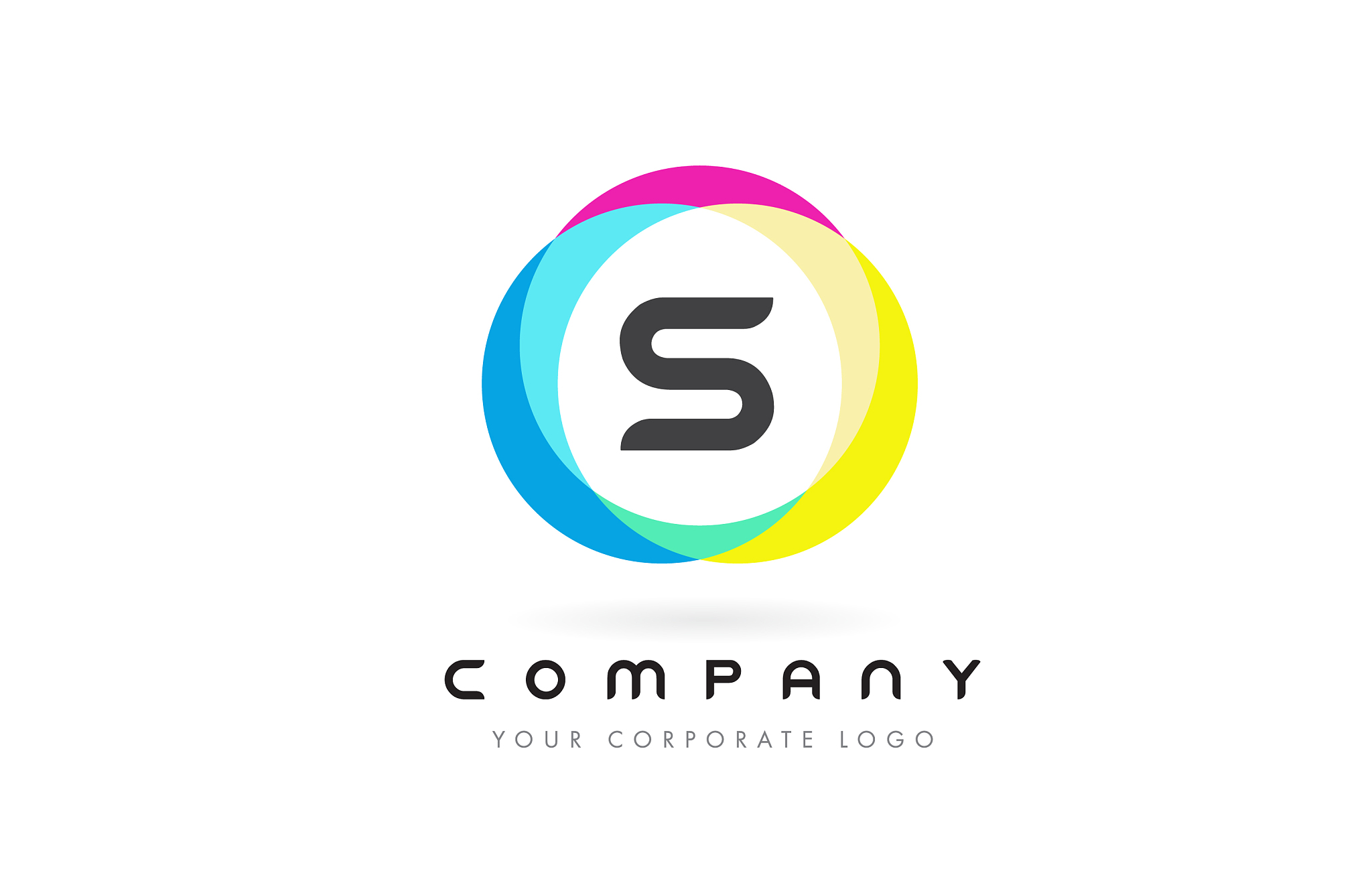 s letter logo design with rainbow rounded colors