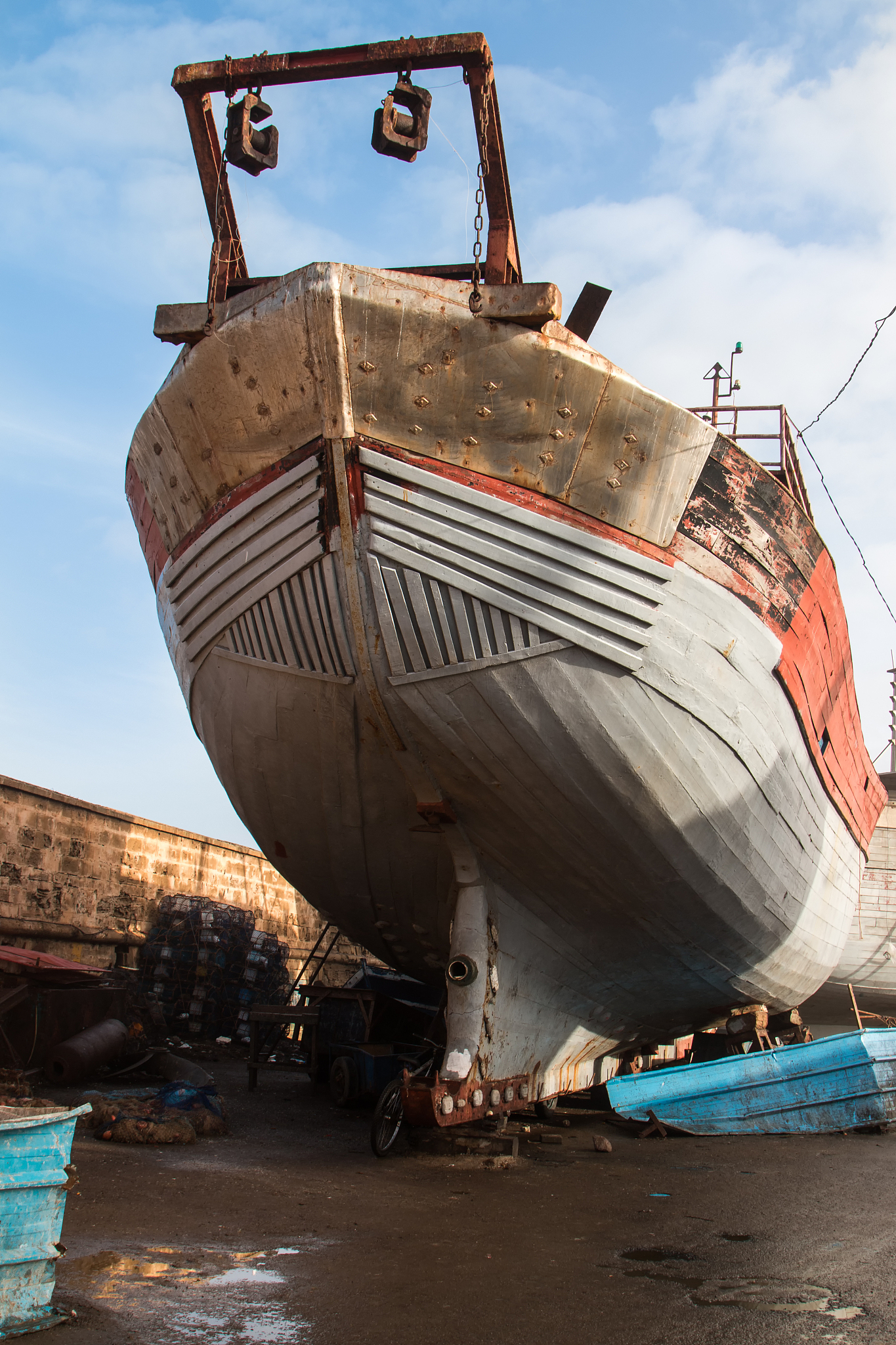 wooden fishing boat in the port, essaouira