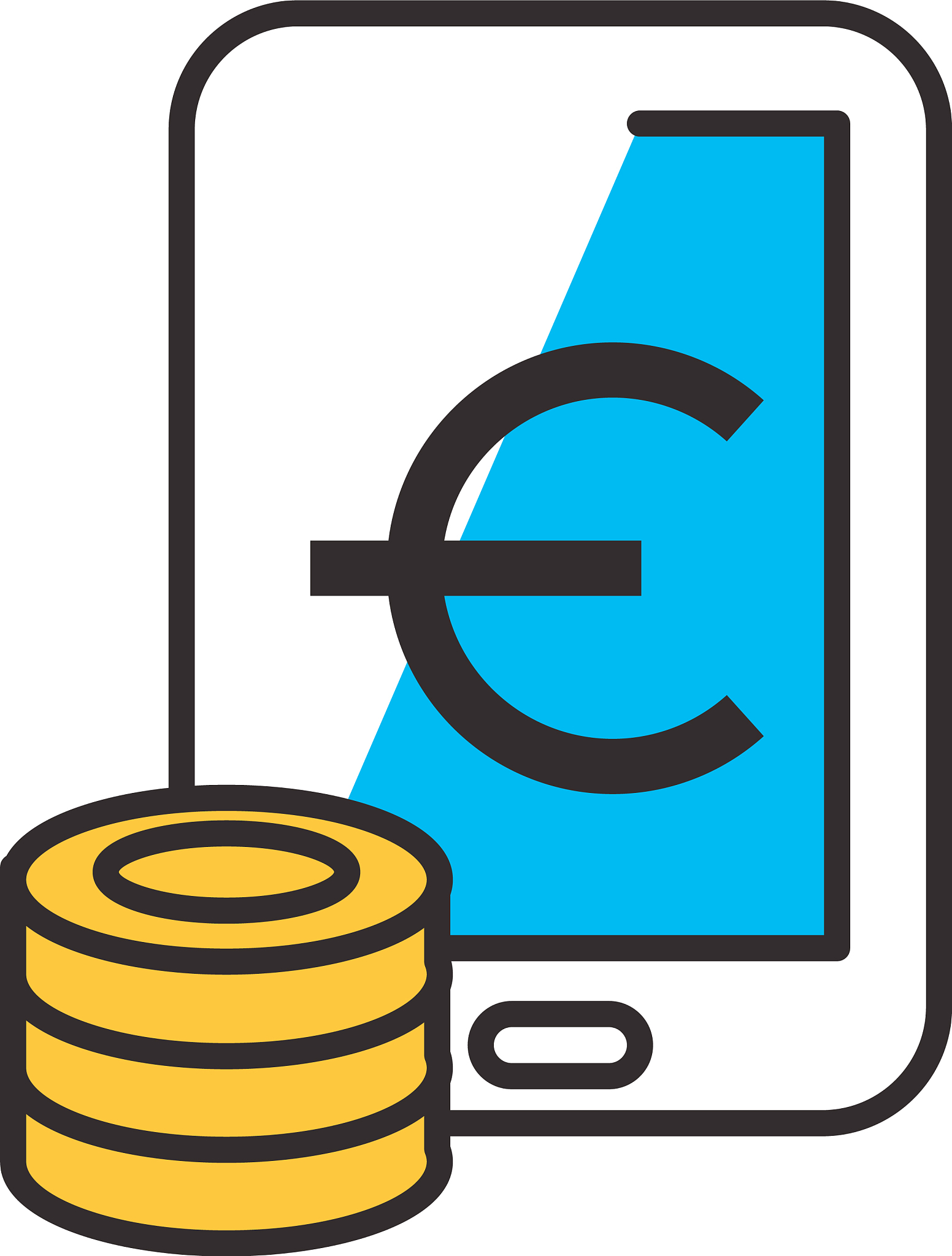 coins and smartphone line and fill style icon