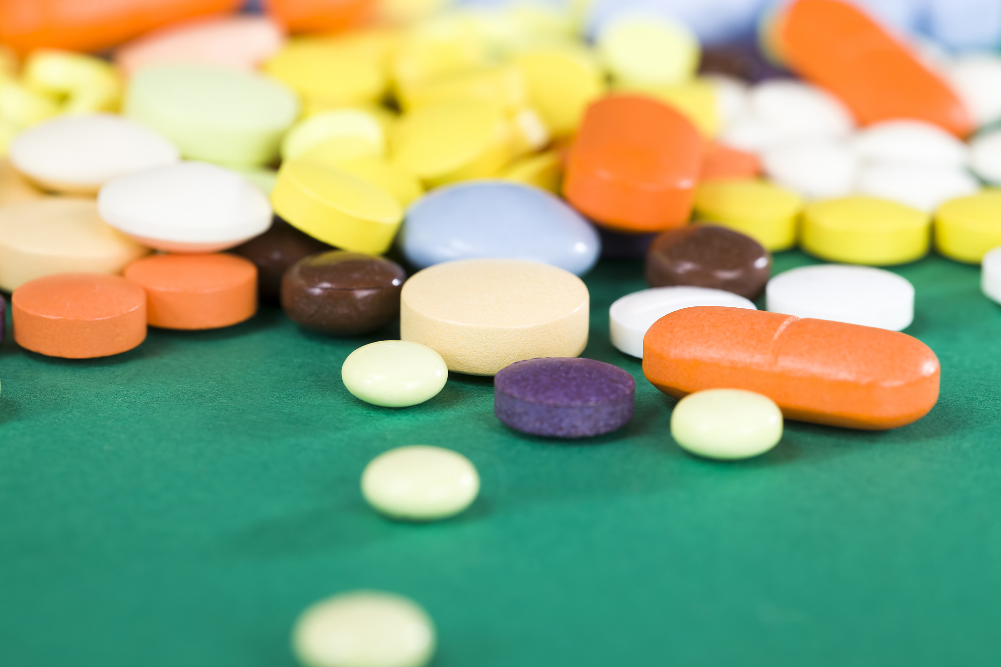 yellow, red and other tablets