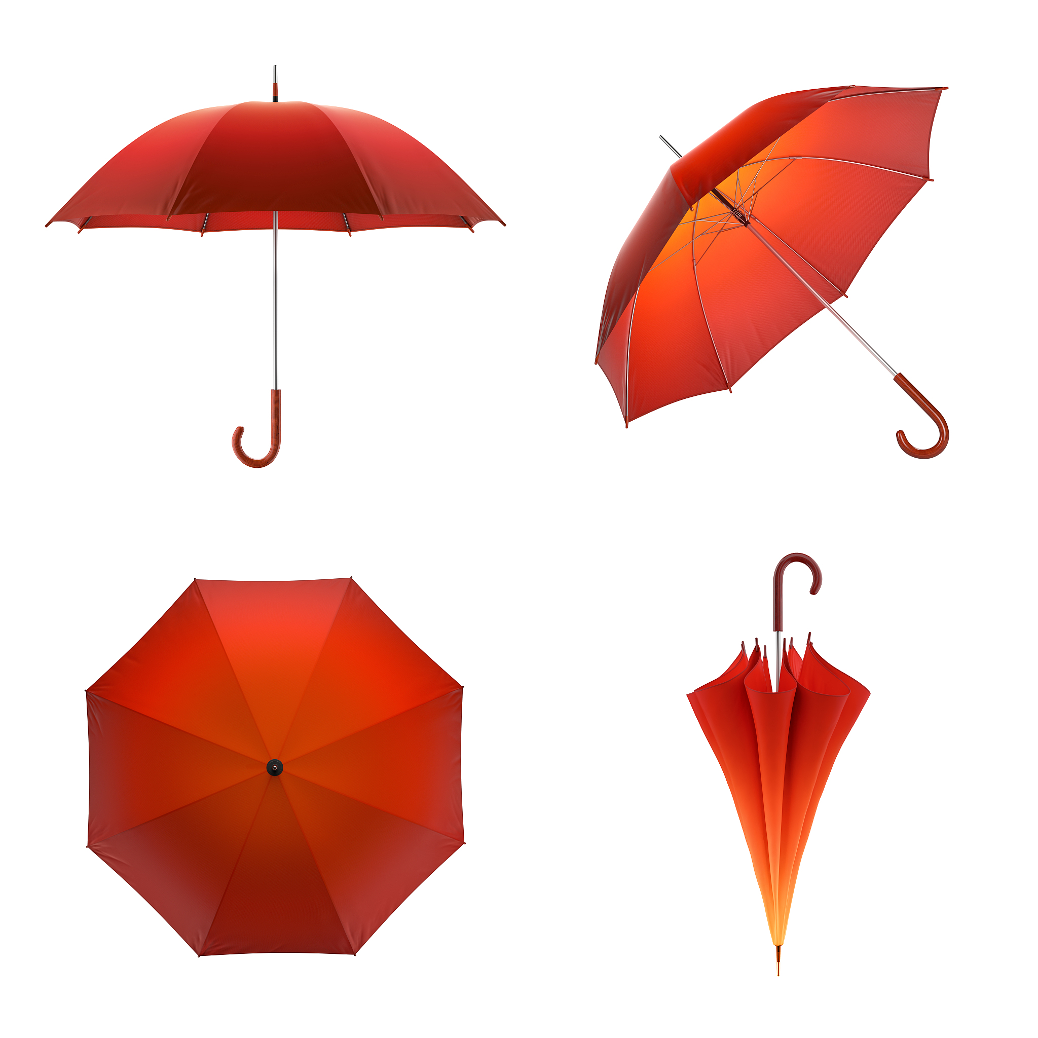orange autumn umbrella isolated on white background. 3d illustra