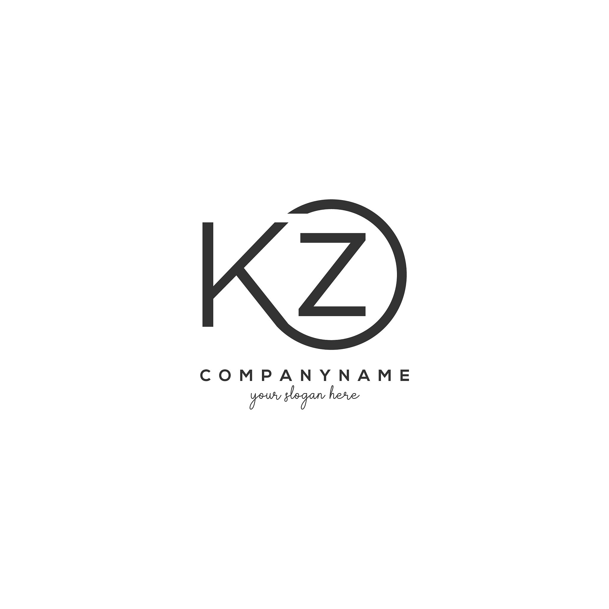 initial kz letter logo with circle template