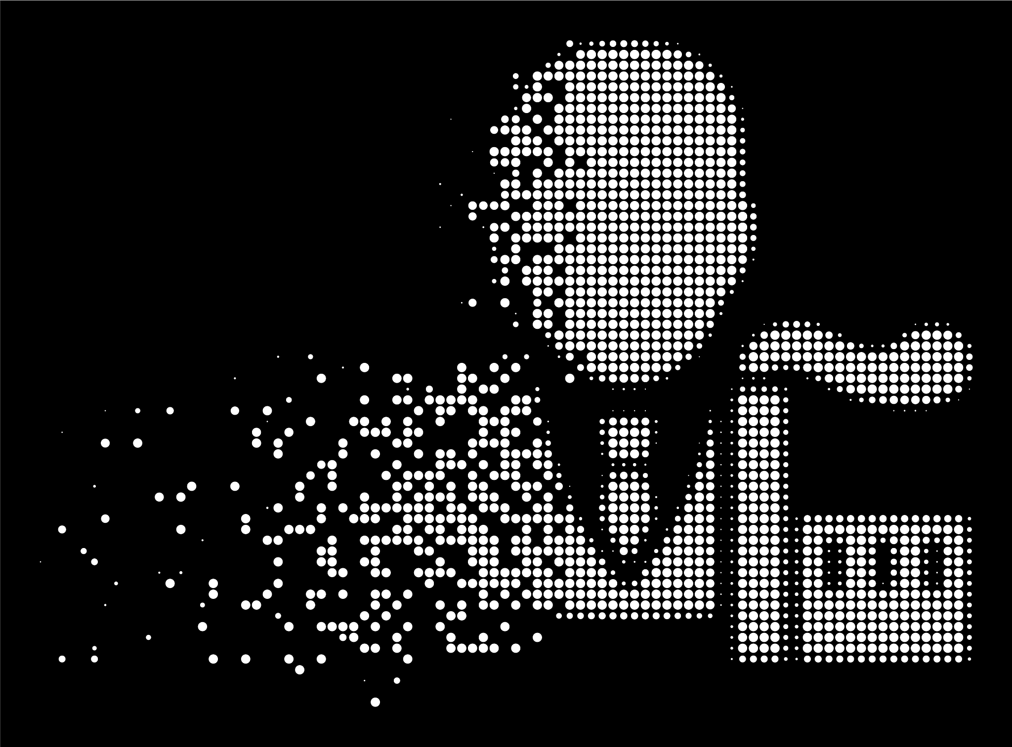white fragmented pixel halftone capitalist