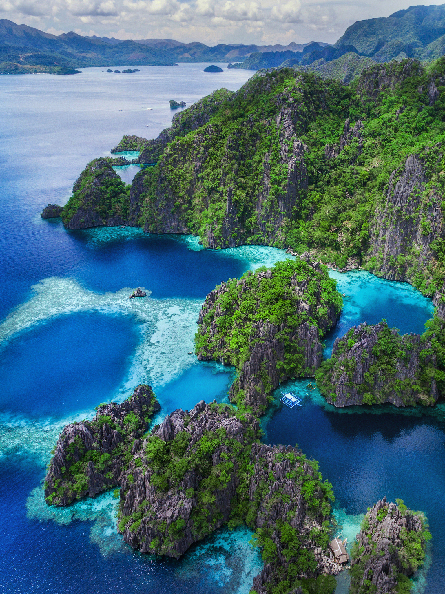 coron island, palawan, philippines, aerial view of lakes and lim