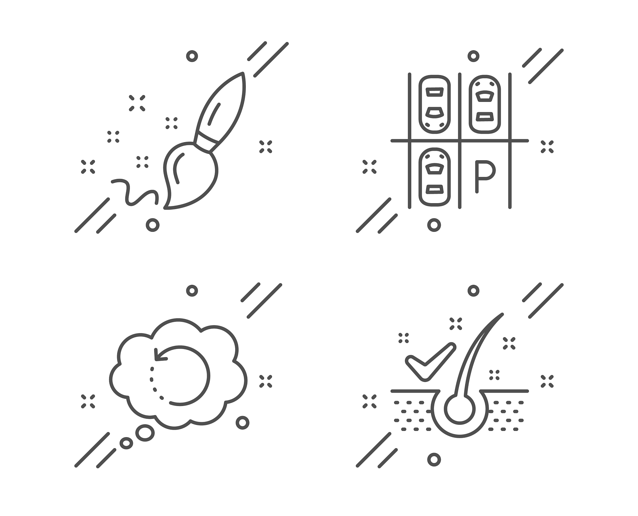 recovery data paint brush and parking place icons
