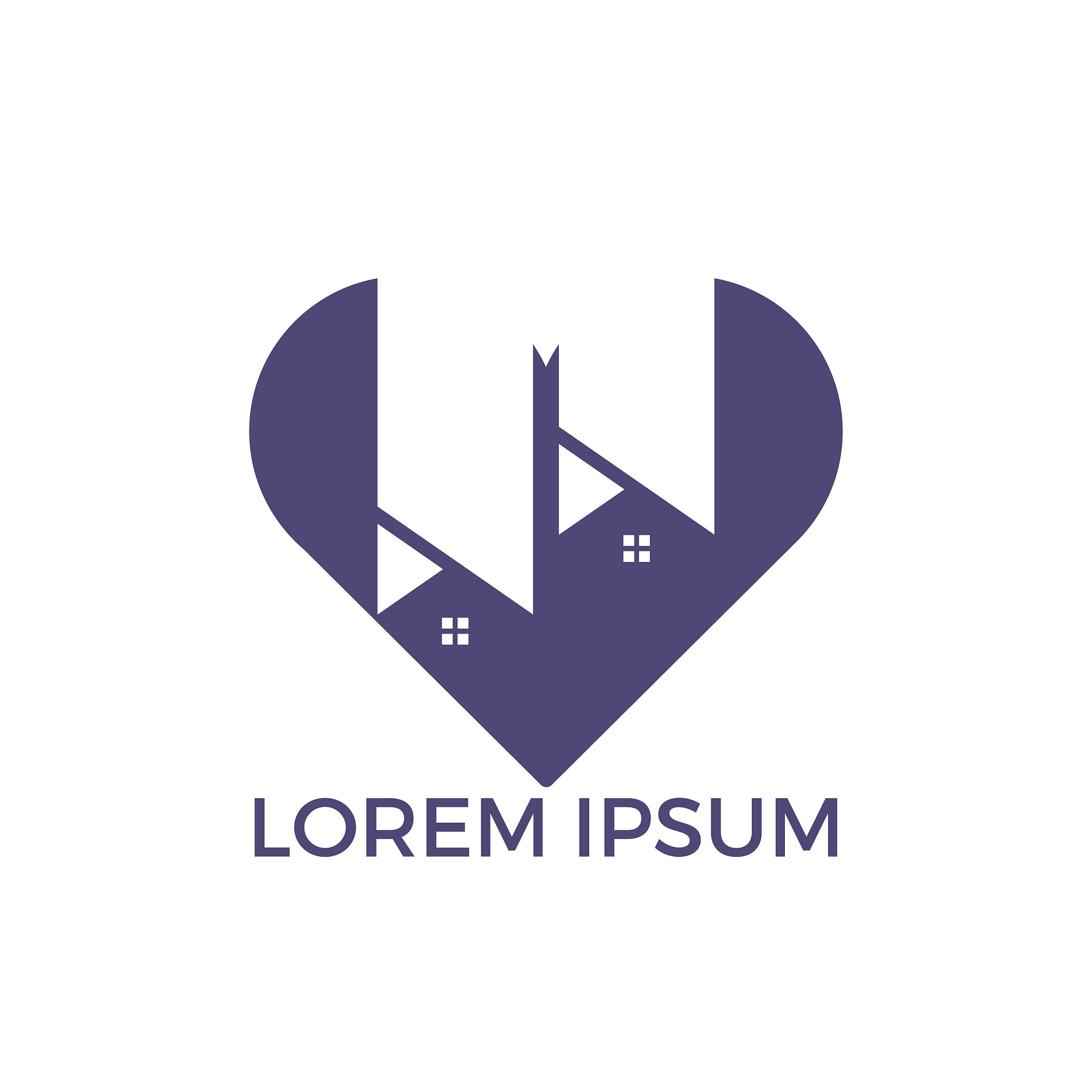 sweet home logo design. house and heart or love symbol.