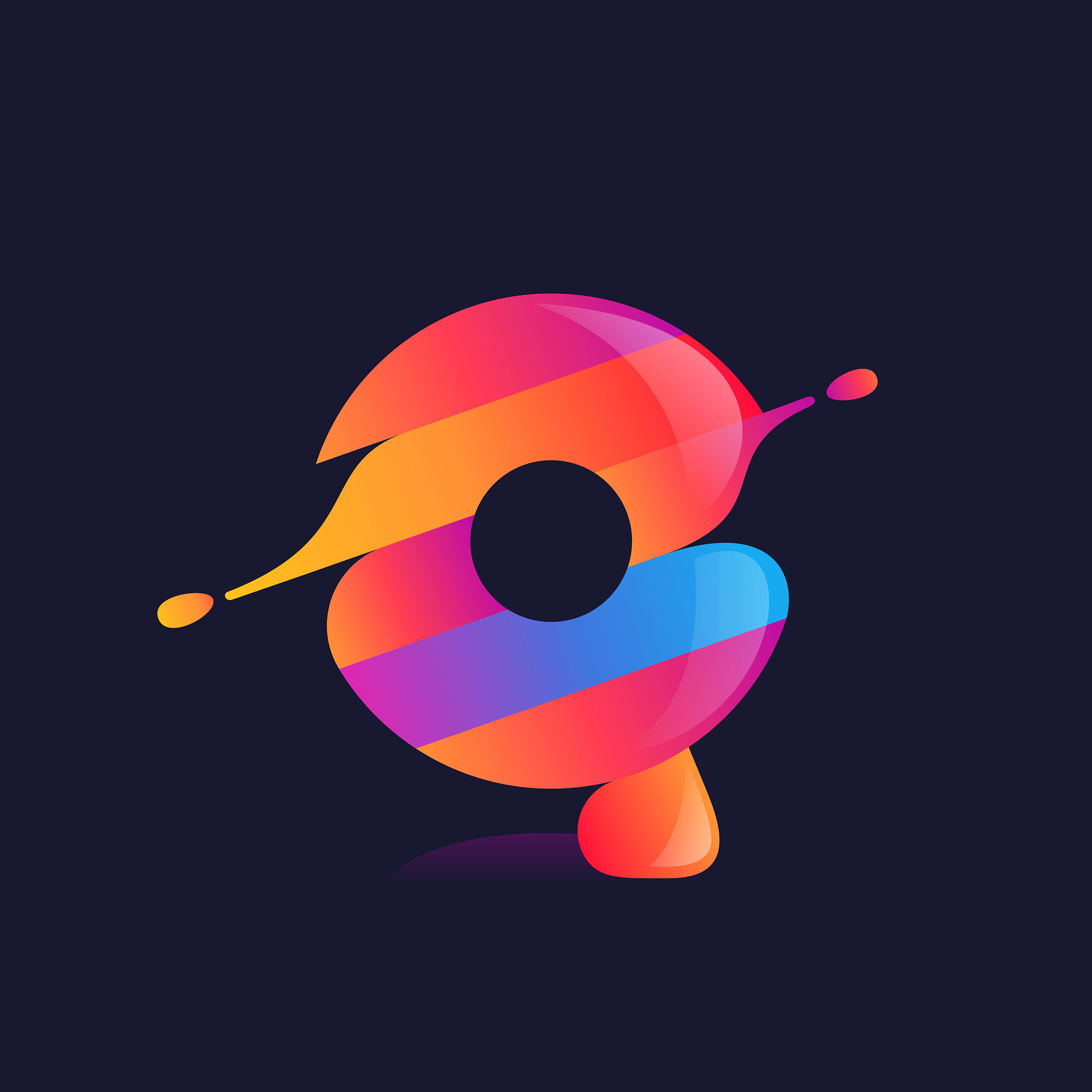q letter logo with vibrant wave gradient shift.