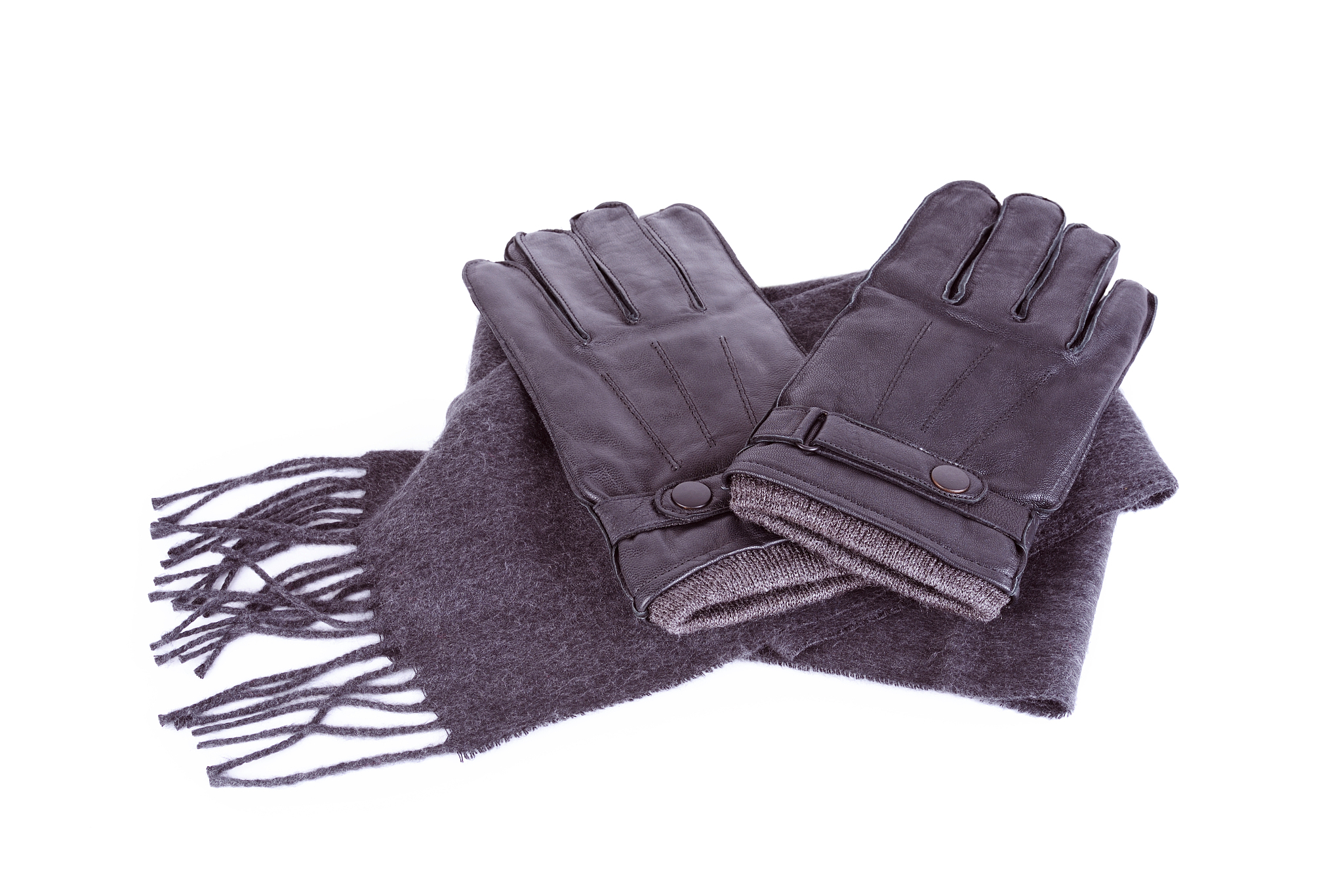 gloves and scarf isolated on a white background