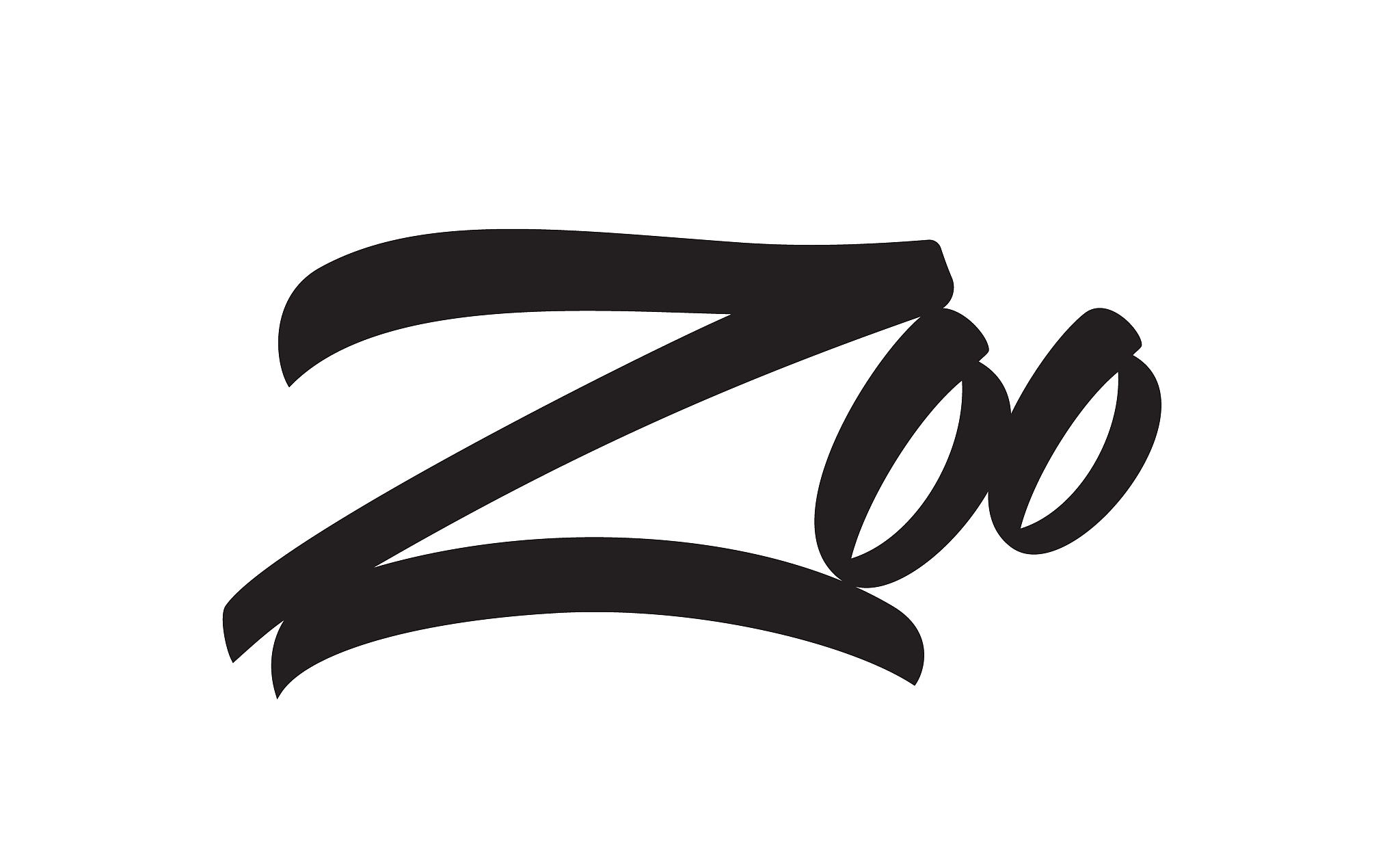 handwritten brush type lettering emblem of zoo on white backgrou