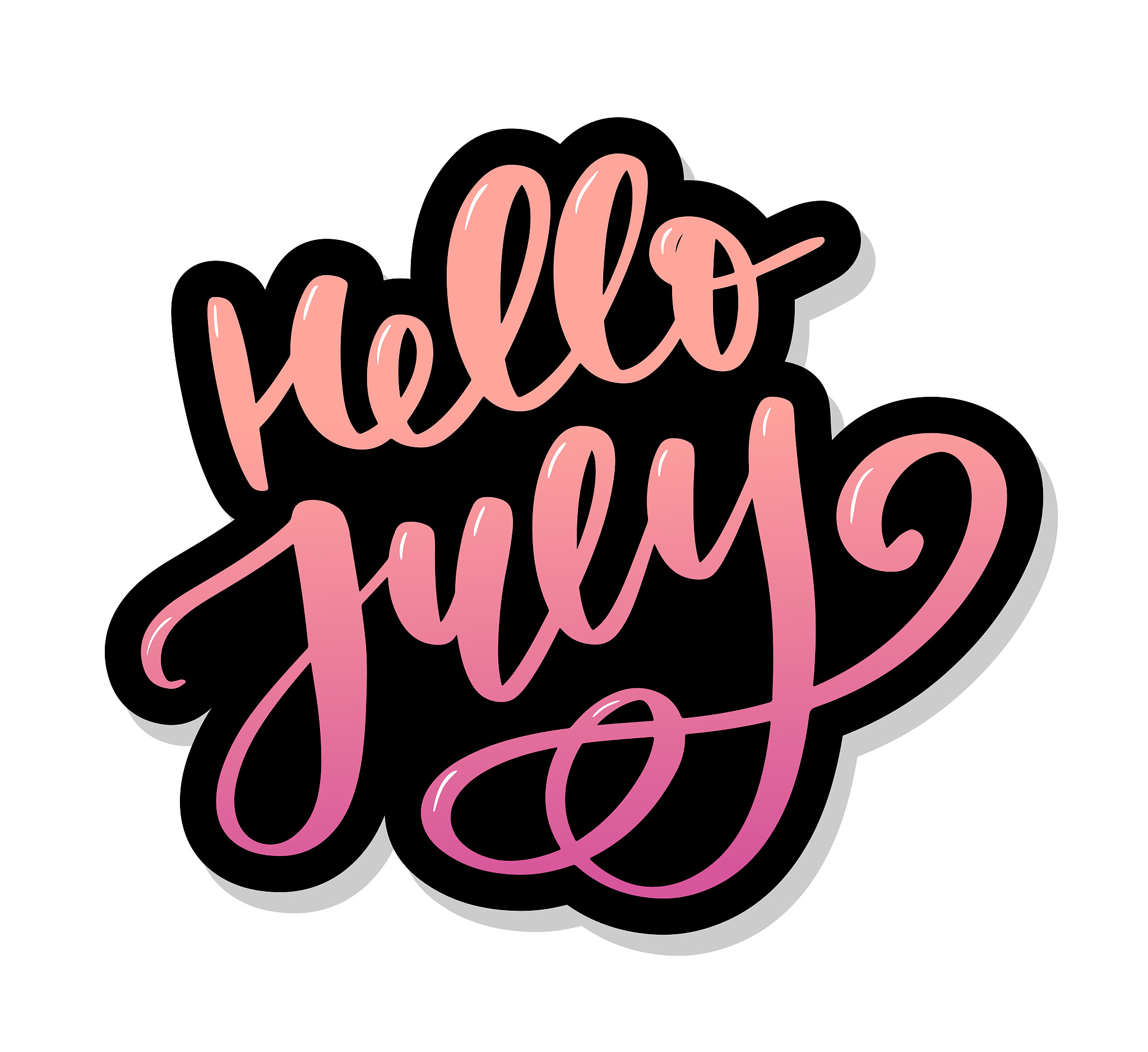 hello july lettering print. summer minimalistic illustration. is