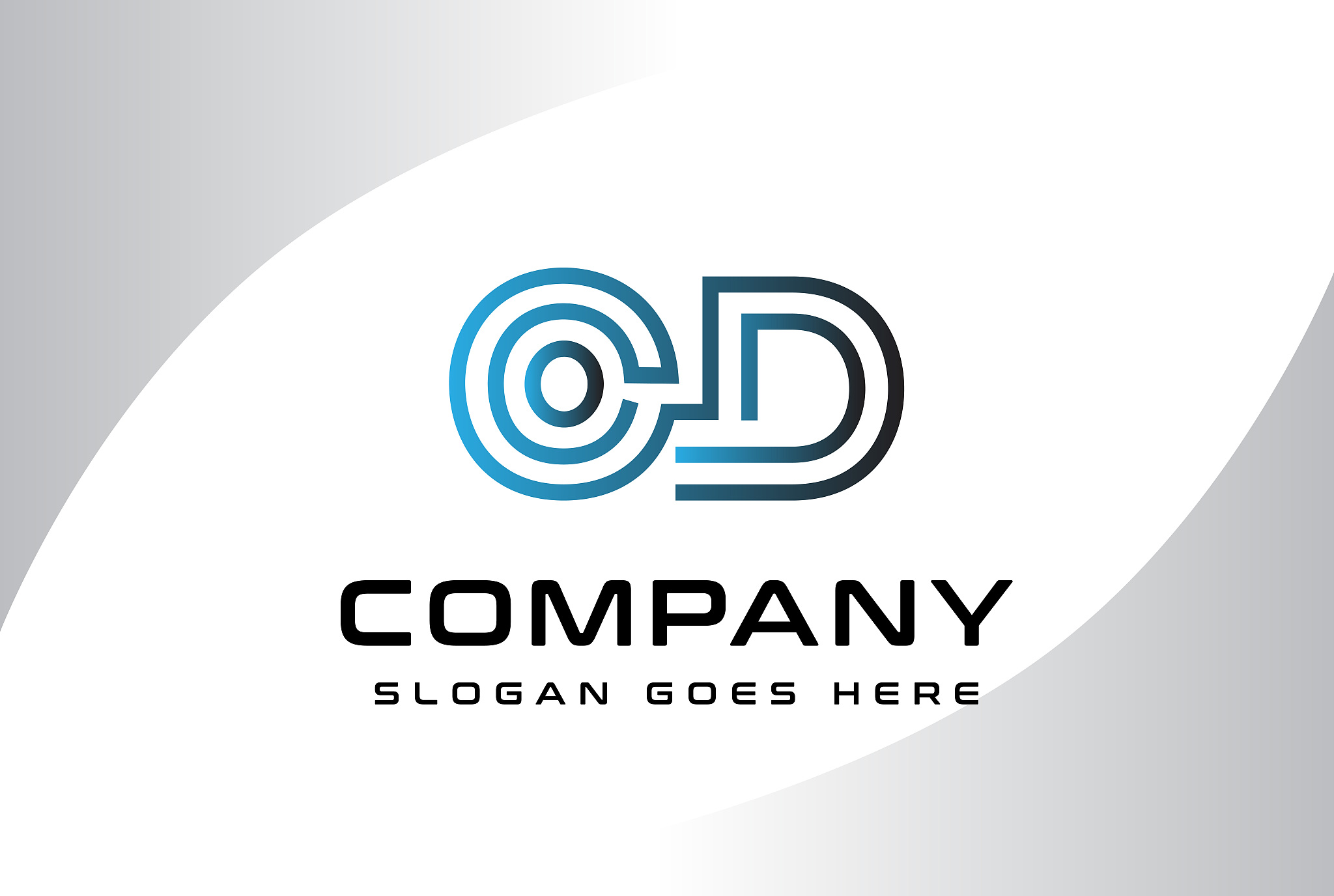 blue black gradient initial letter od logo vector template