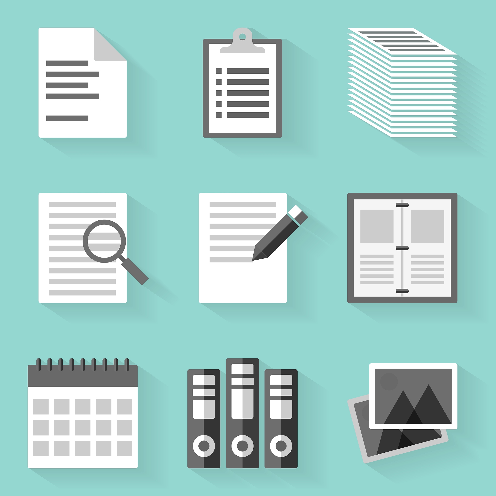 flat icon set paper white style