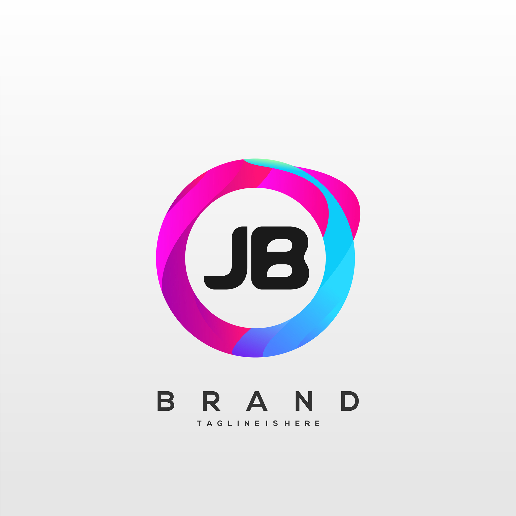letter jb gradient color logo design