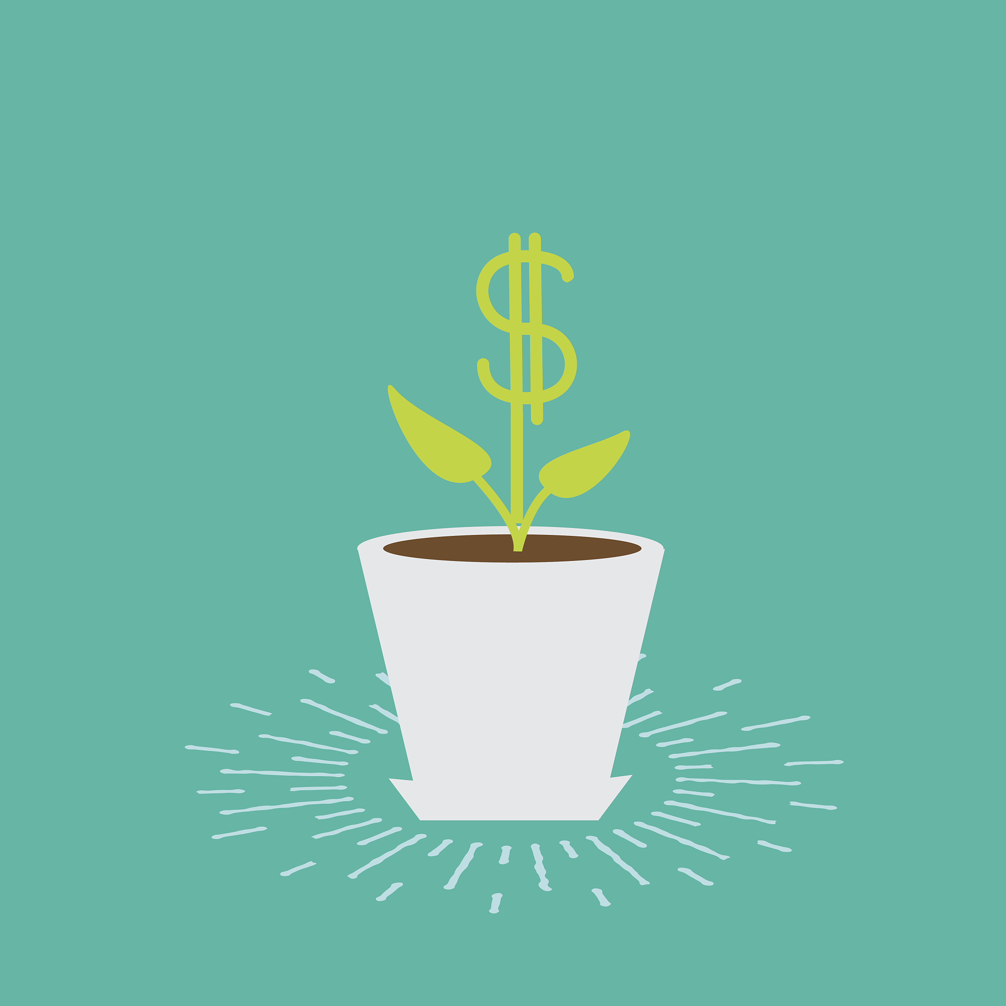 dollar plant pot a shining effect. financial growth concept. fla