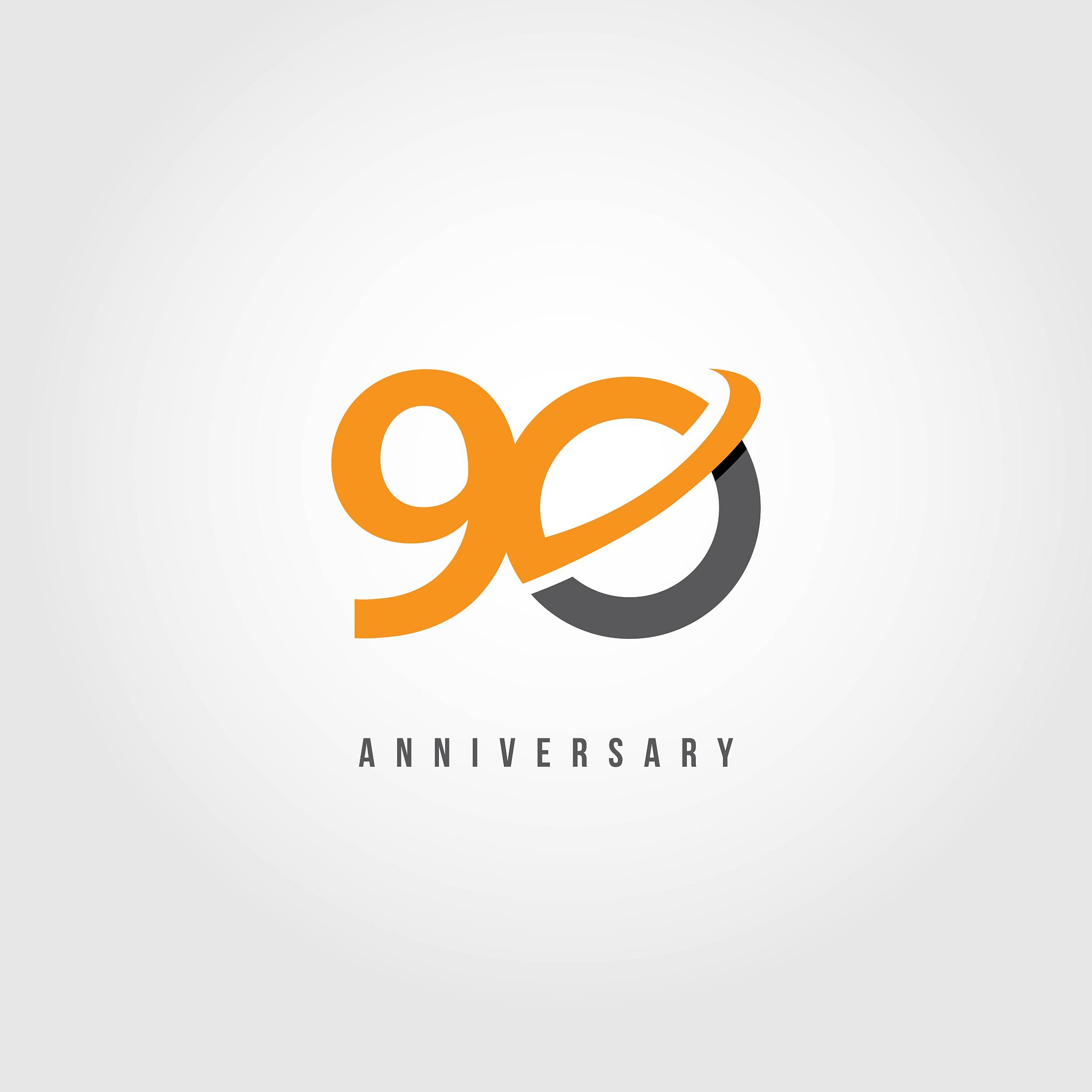 90 year anniversary vector template design illustration