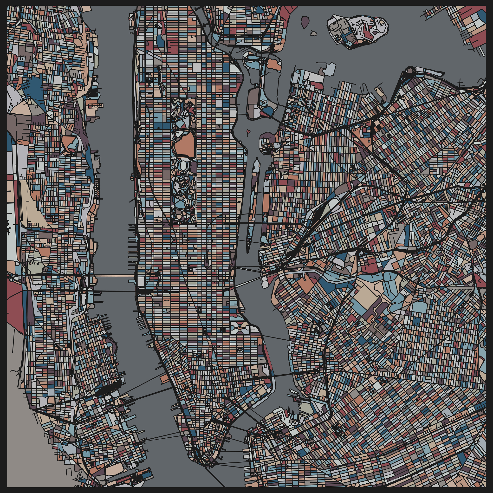 art illustration style new york city map