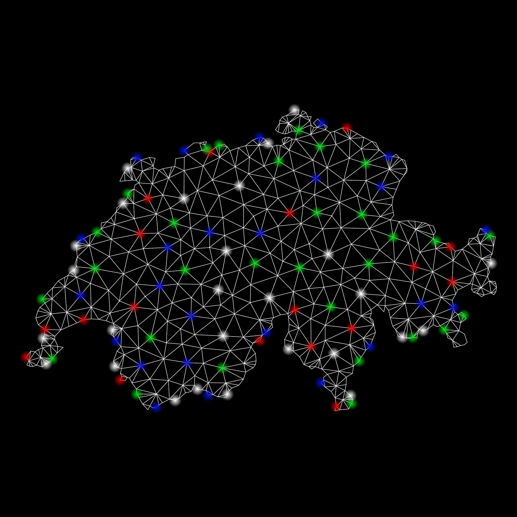 bright mesh network switzerland map with flare