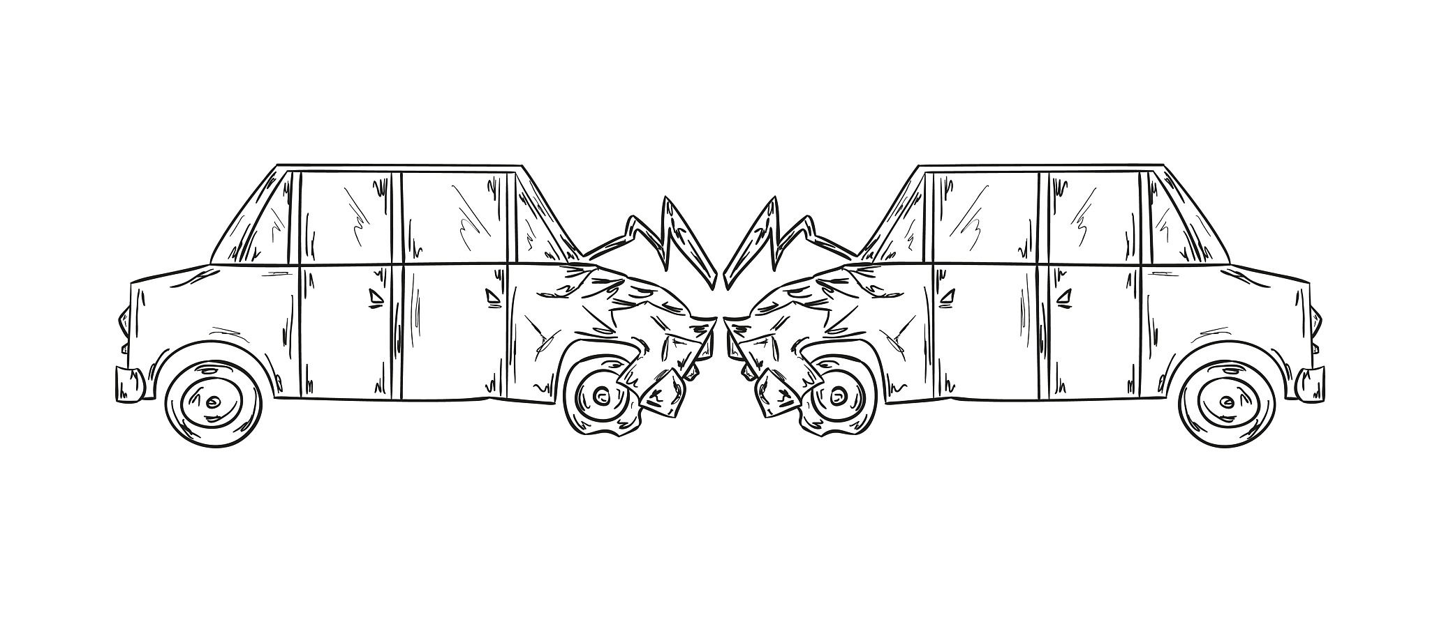 accident of two cars sketch