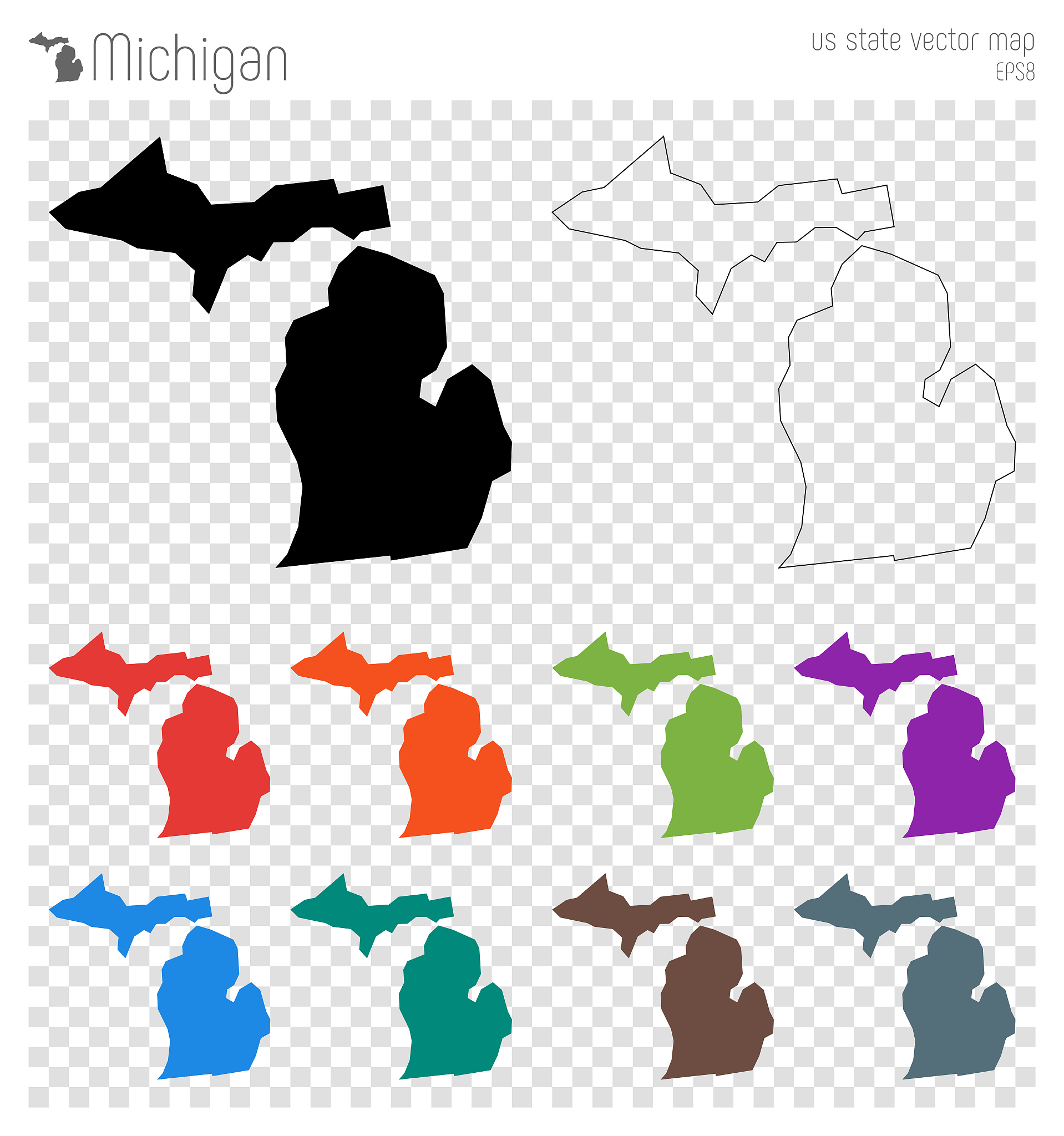 michigan high detailed map.