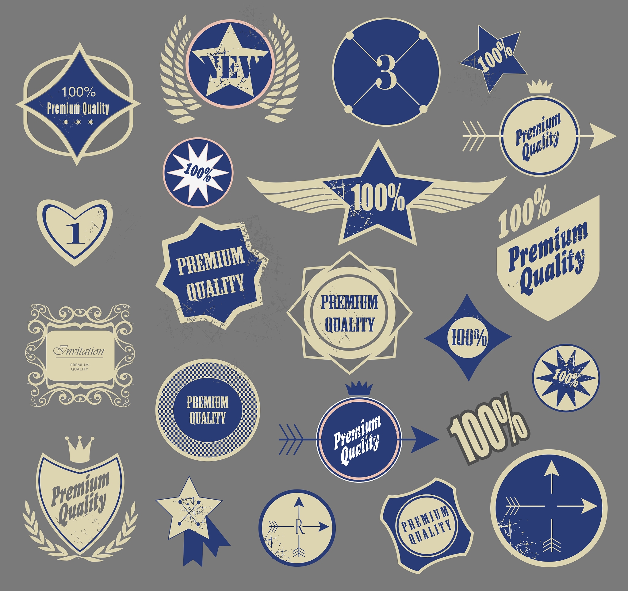 set of retro vintage labels